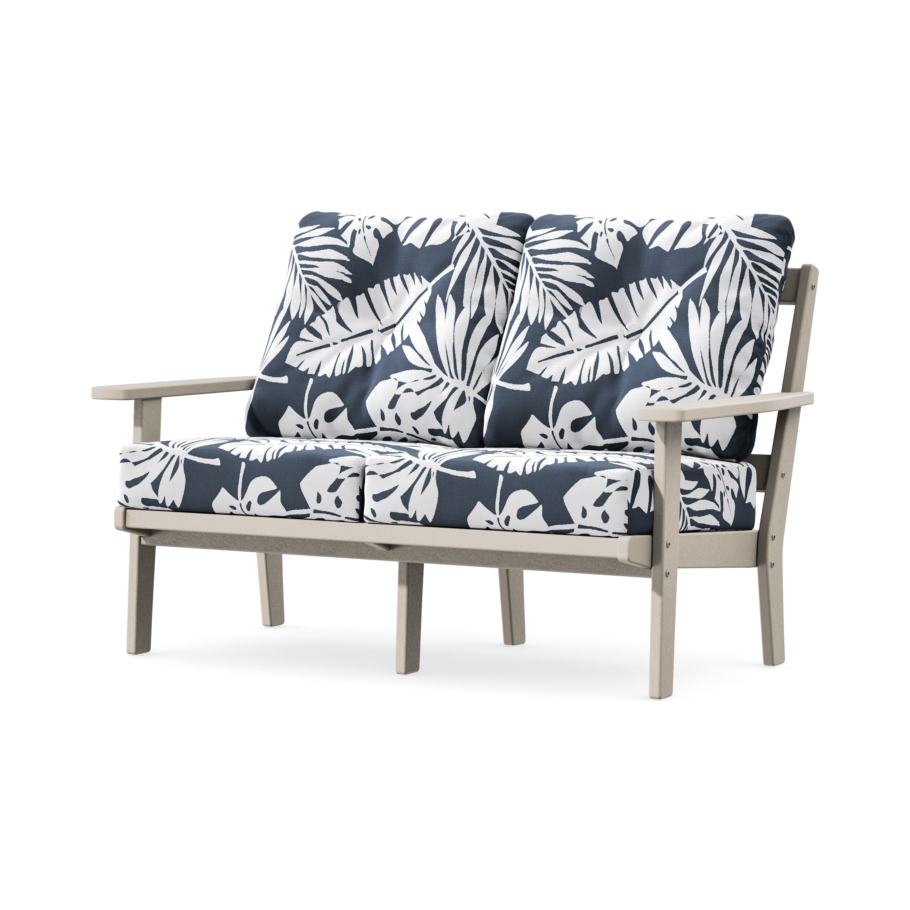 Prairie Deep SeatingLoveseat in Sand / Leaf Marine Indigo