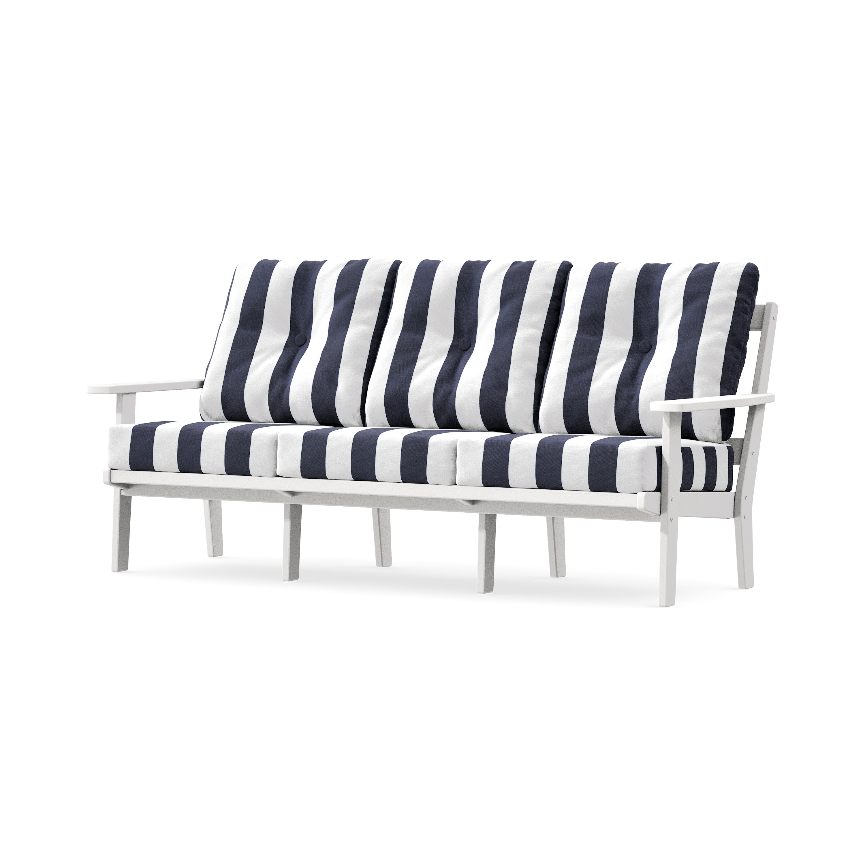 PrairieDeep Seating Sofa in White / Cabana Stripe Navy