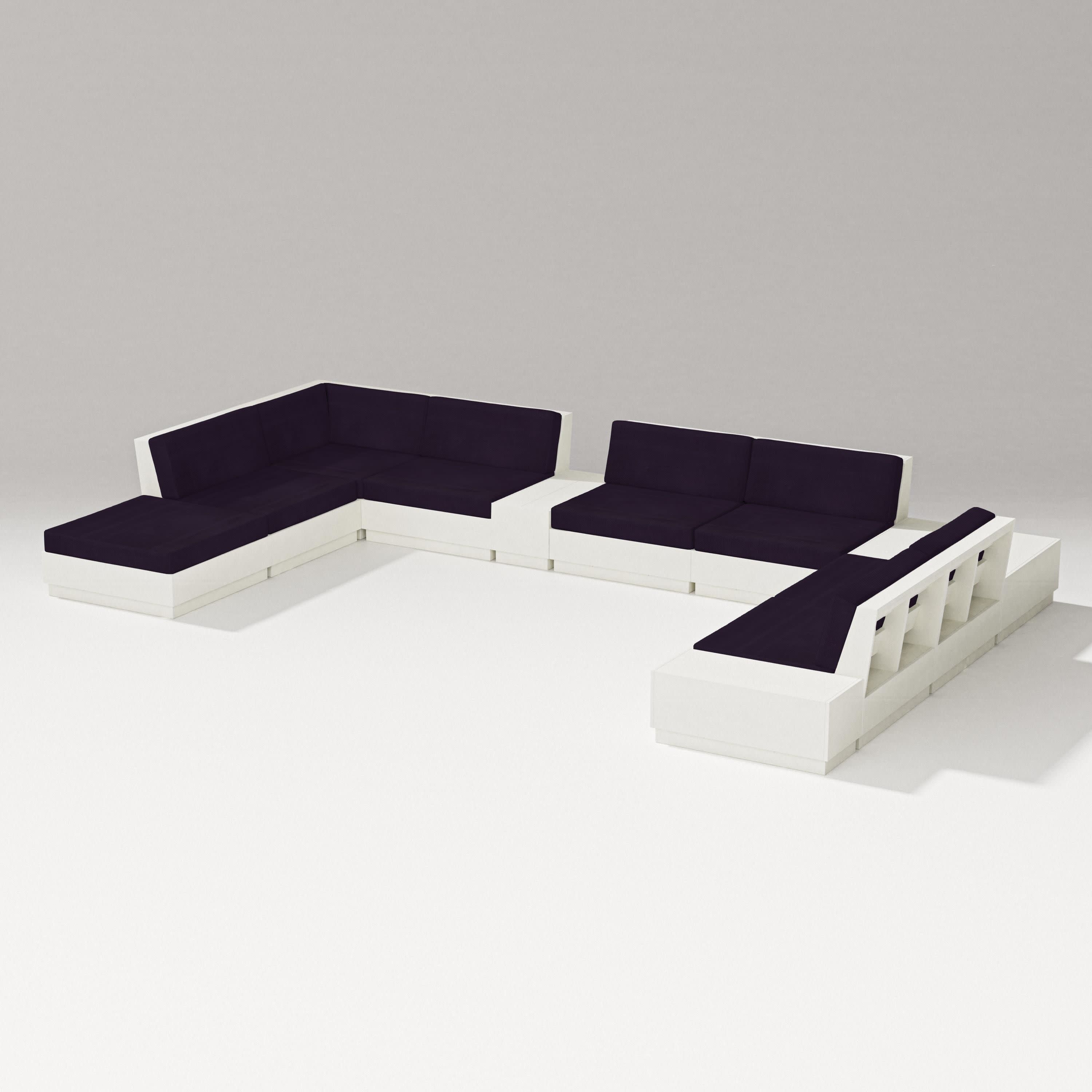 Elevate 11-Piece Conversation Sectional Set in Vintage White / Navy Linen