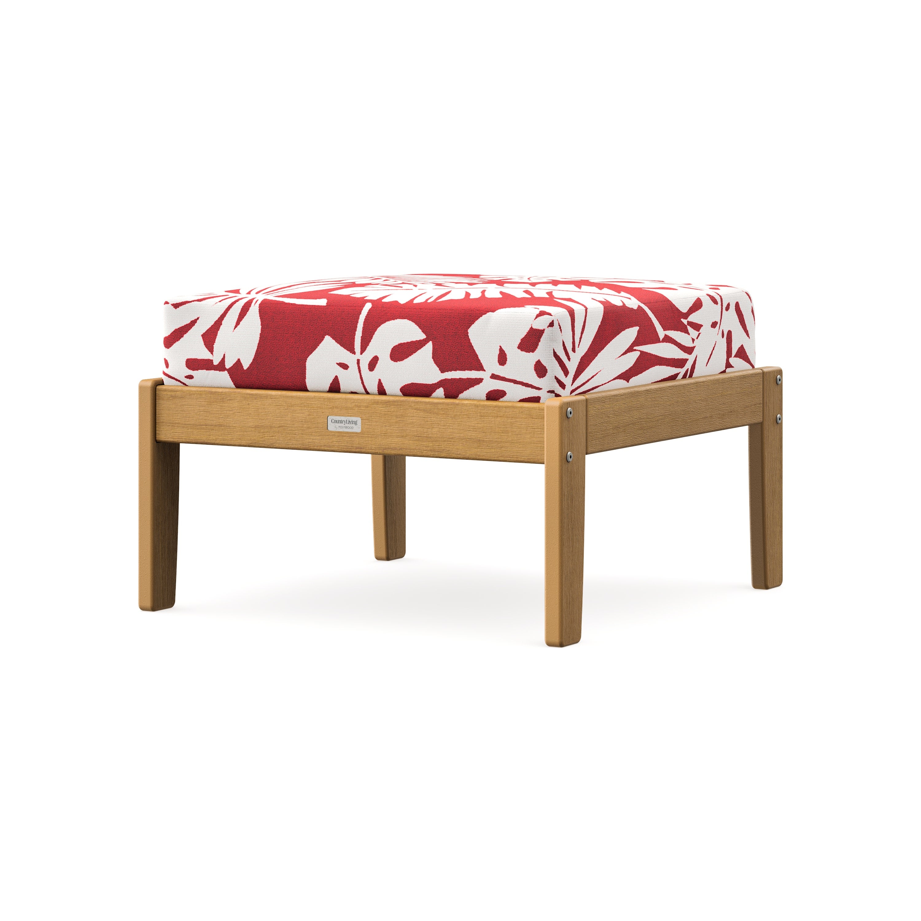 Cottage Deep Seating Ottoman in Natural / Leaf Crimson