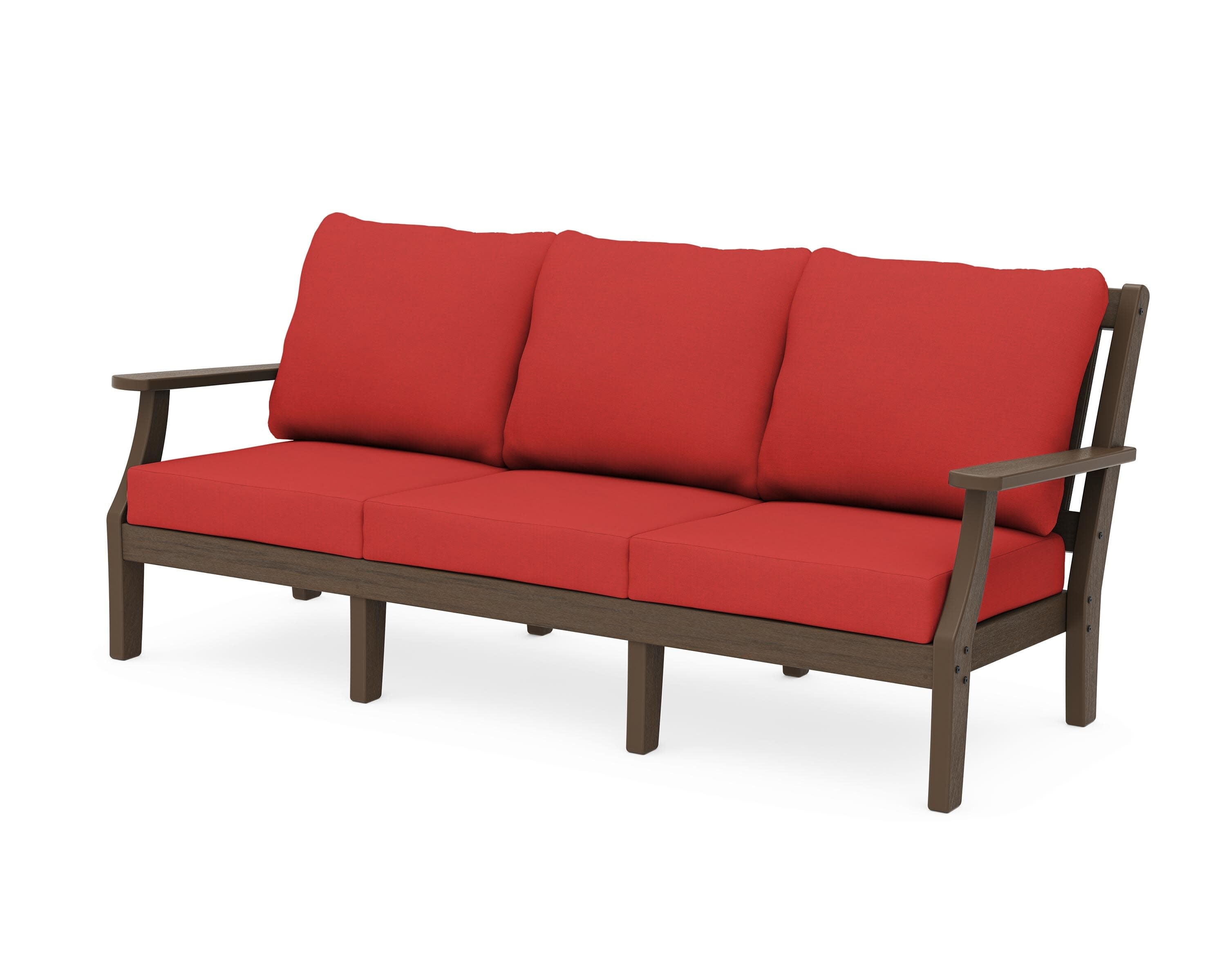 Chinoiserie Deep Seating Sofa in Kona / Crimson Linen