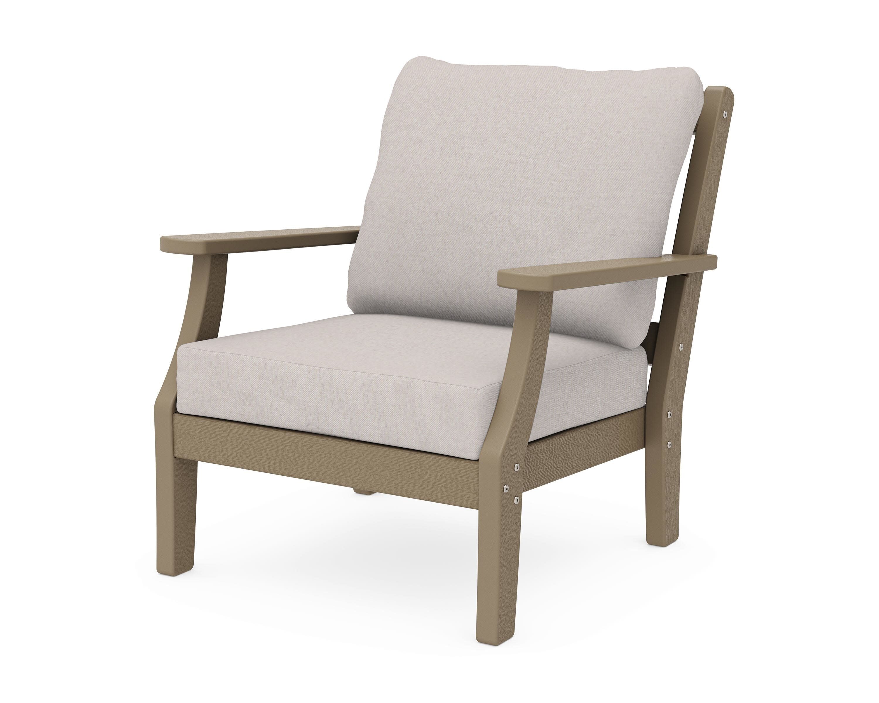 Chinoiserie Deep Seating Chair in Vintage Sahara / Dune Burlap