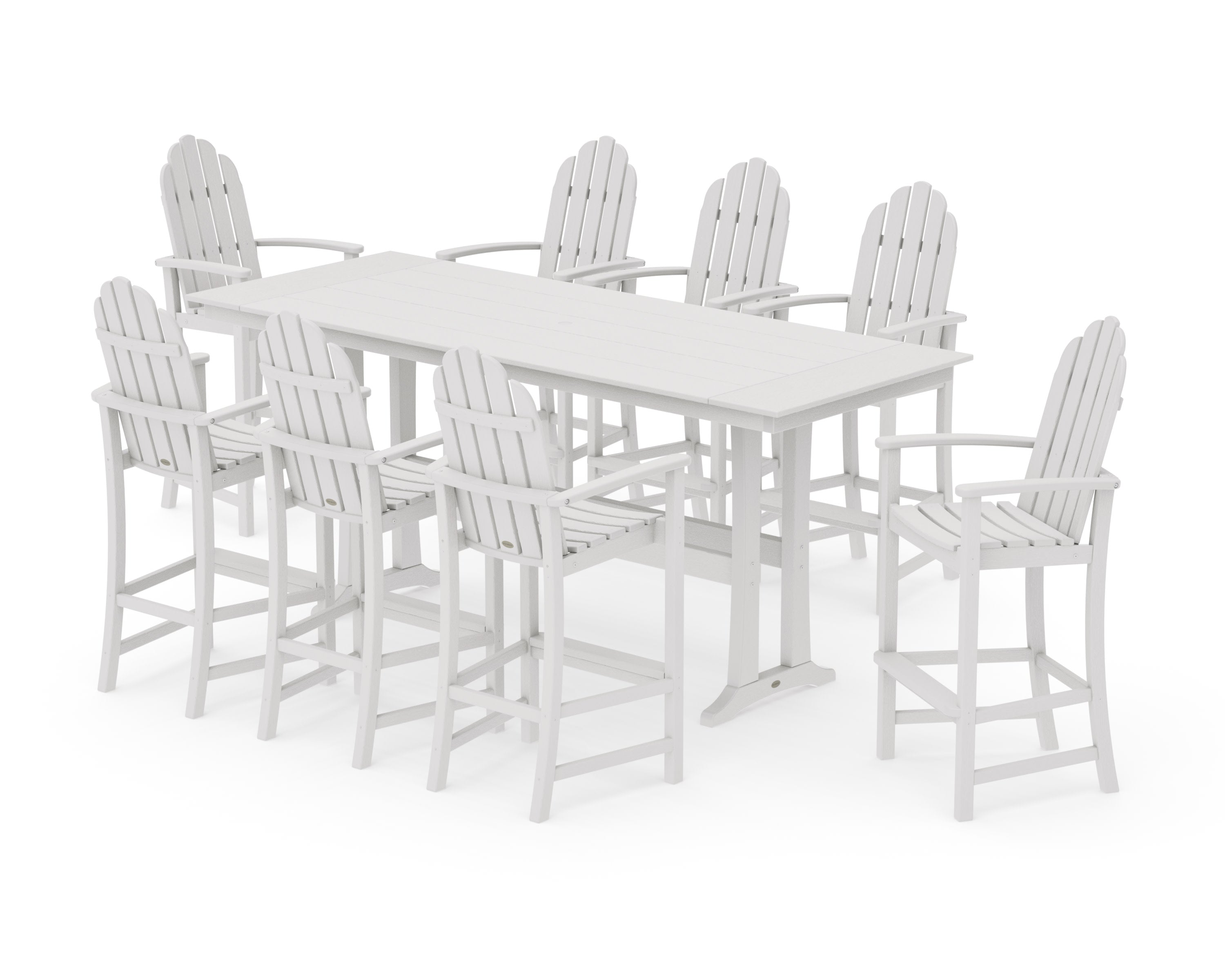 Classic Adirondack 9-Piece Farmhouse Bar Set with Trestle Legs in Vintage White