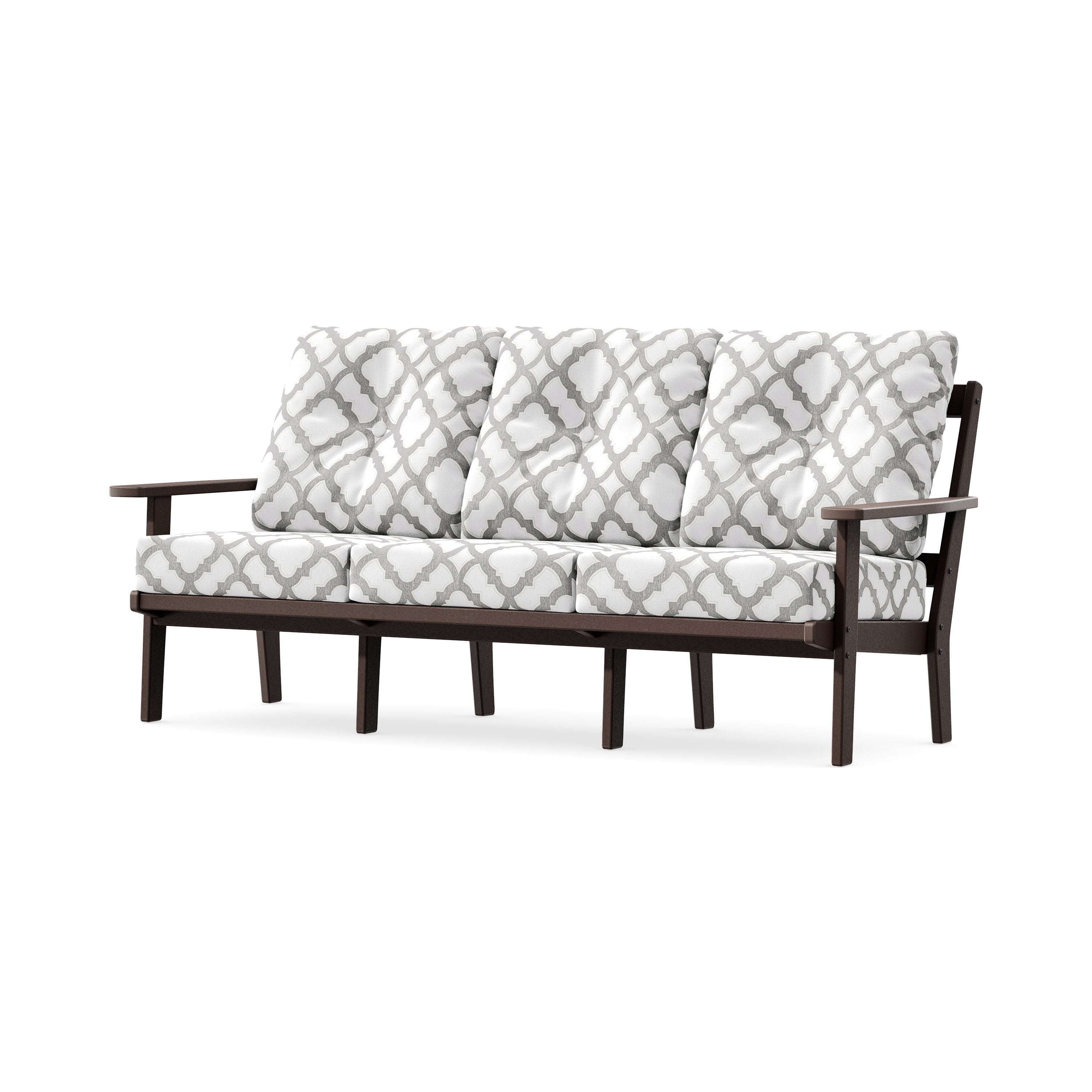 Oxford Deep Seating Sofa in Mahogany / Trellis Grey Mist