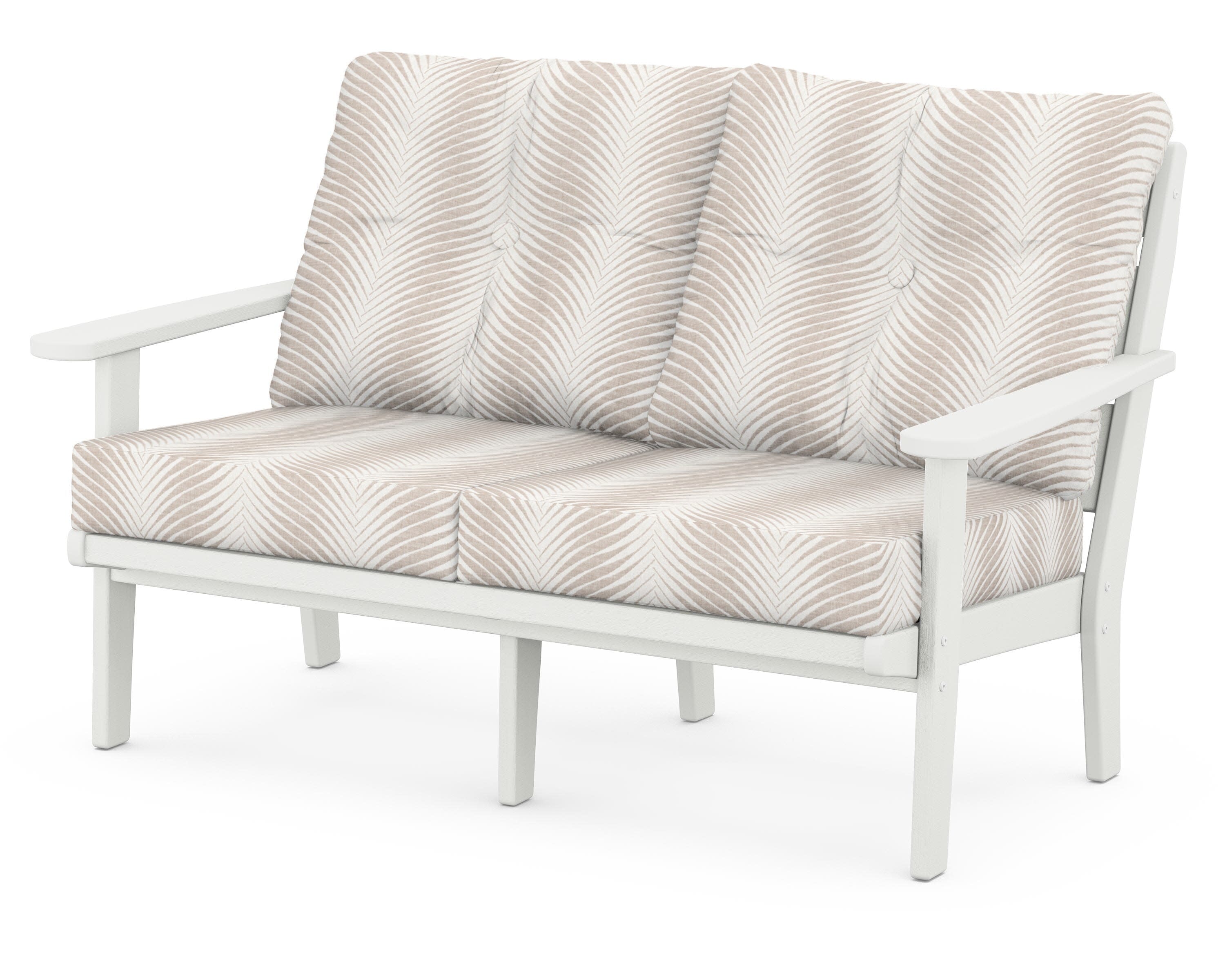 Lakeside Deep Seating Loveseat in Vintage White / Clock Out Cloud
