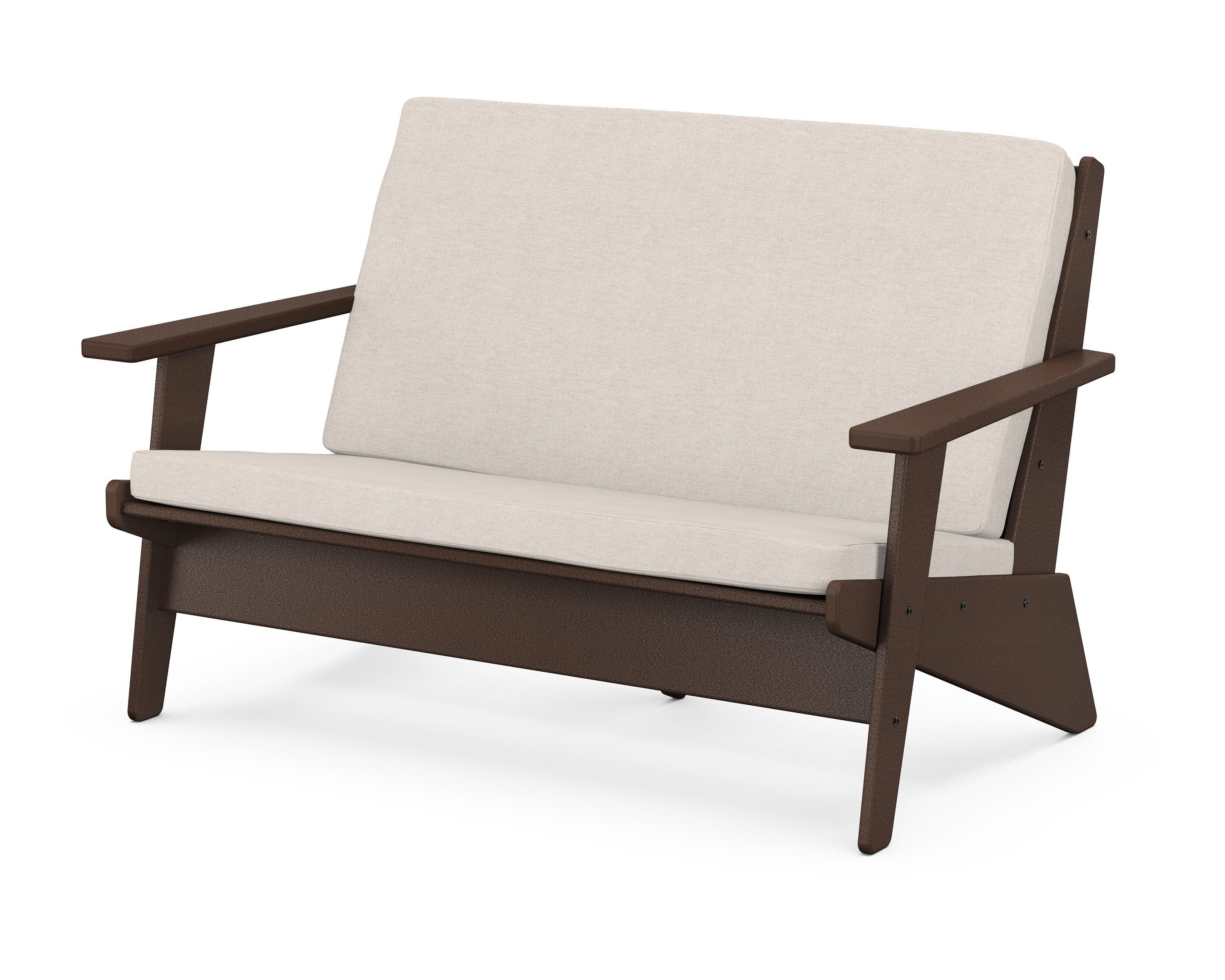Riviera Modern Lounge Loveseat in Mahogany / Nuance Cloud