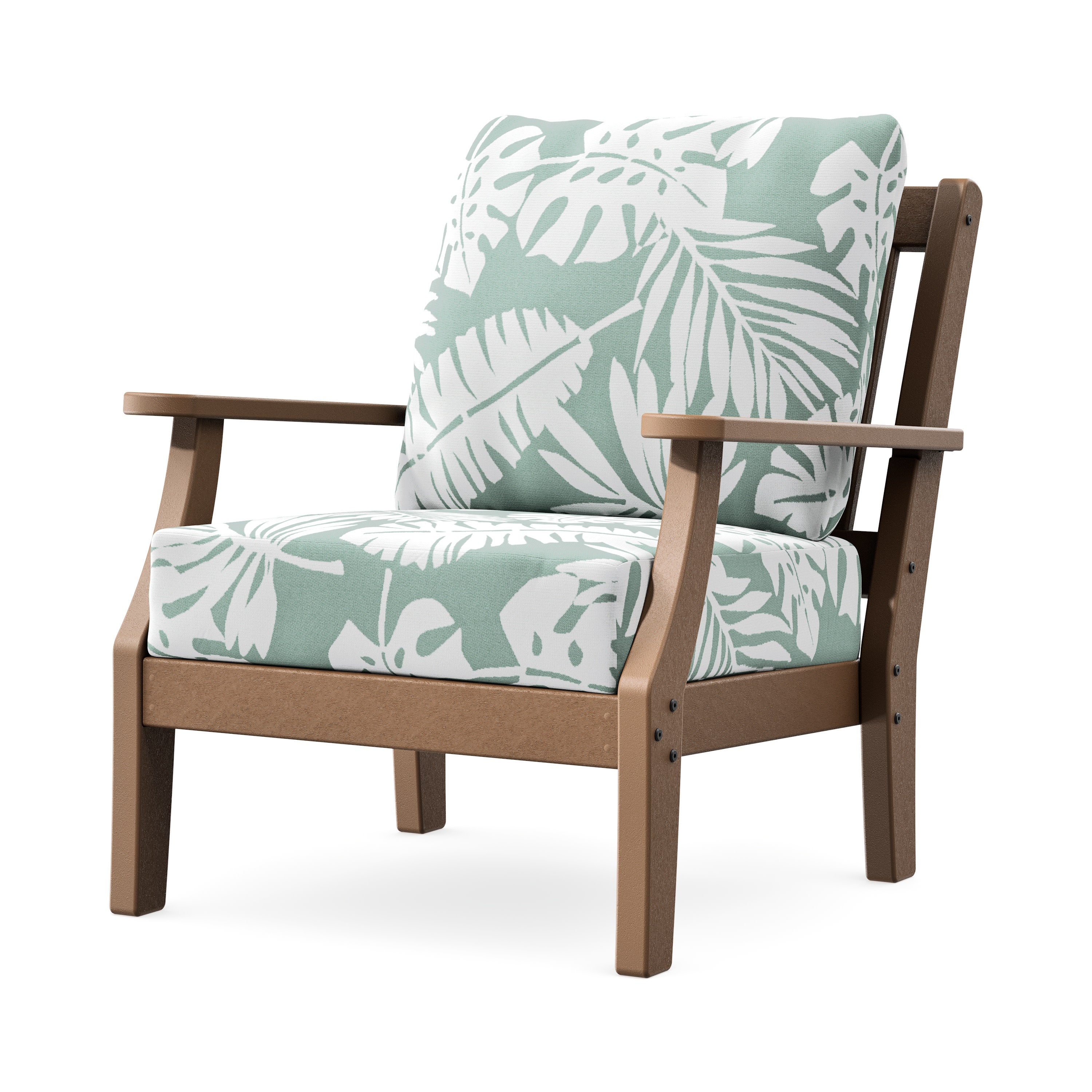 Chinoiserie Deep Seating Chair in Teak / Leaf Glacier Spa