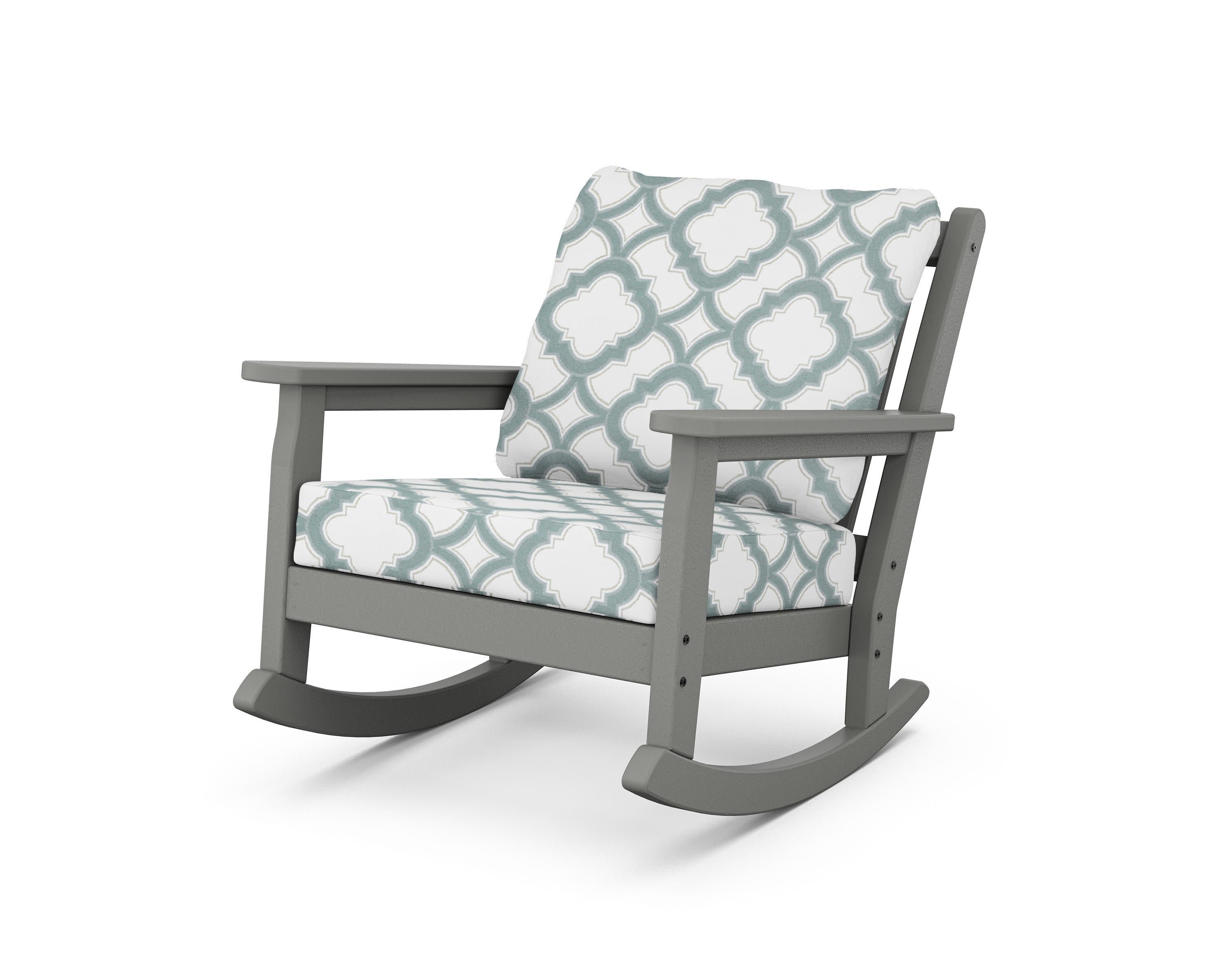 Chippendale Deep Seating Rocking Chair in Slate Grey / Trellis Glacier Spa