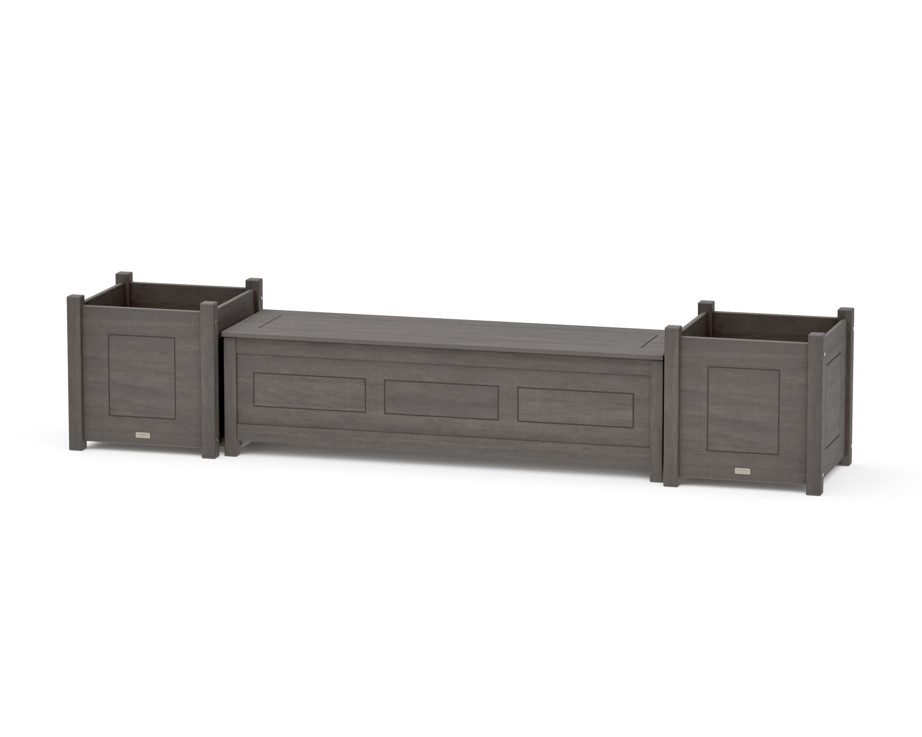 60" Country Living Straight Planter Storage Bench Set- Large in Driftwood