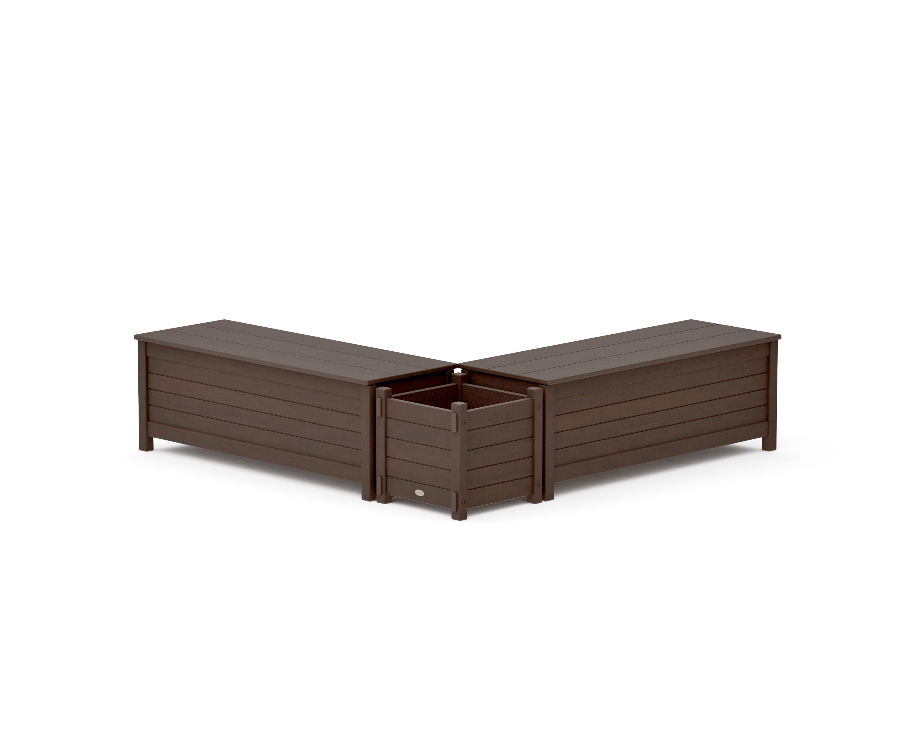 48" Nautical L- Shaped Planter Storage Bench Set in Kona