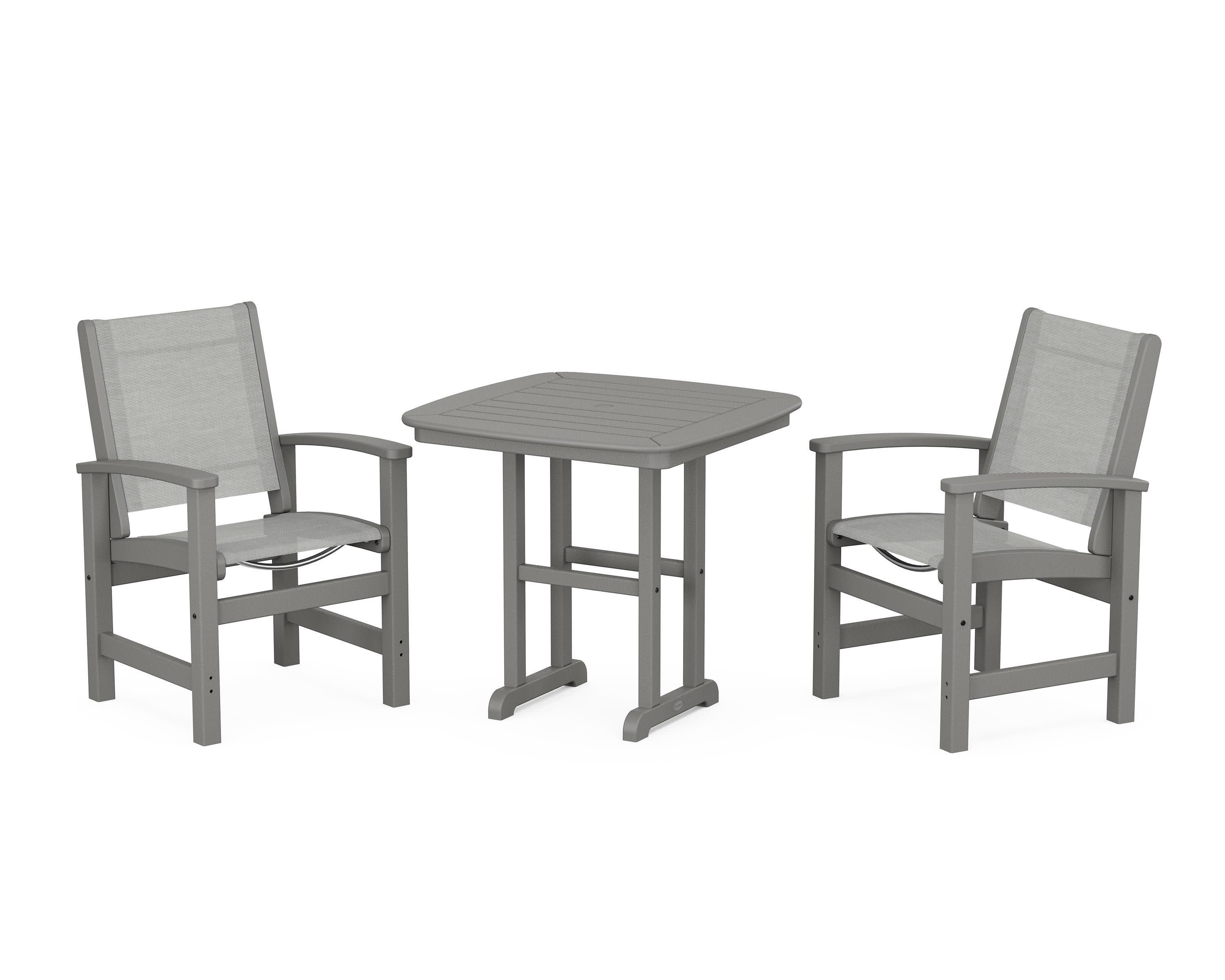 Coastal 3-Piece Dining Set in Slate Grey / Metallic Sling