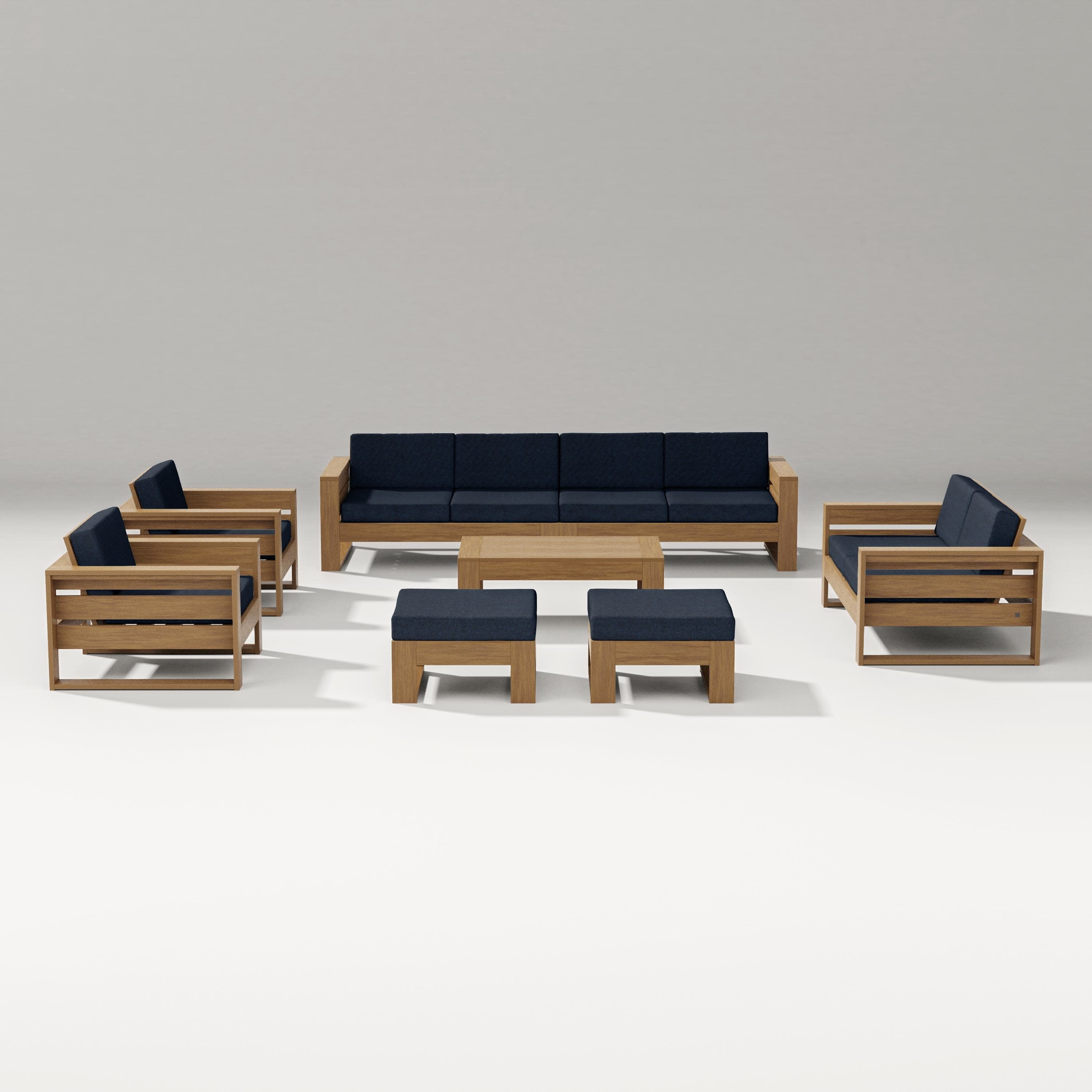 Latitude 8-Piece Lounge Sofa Set in Natural / Marine Indigo