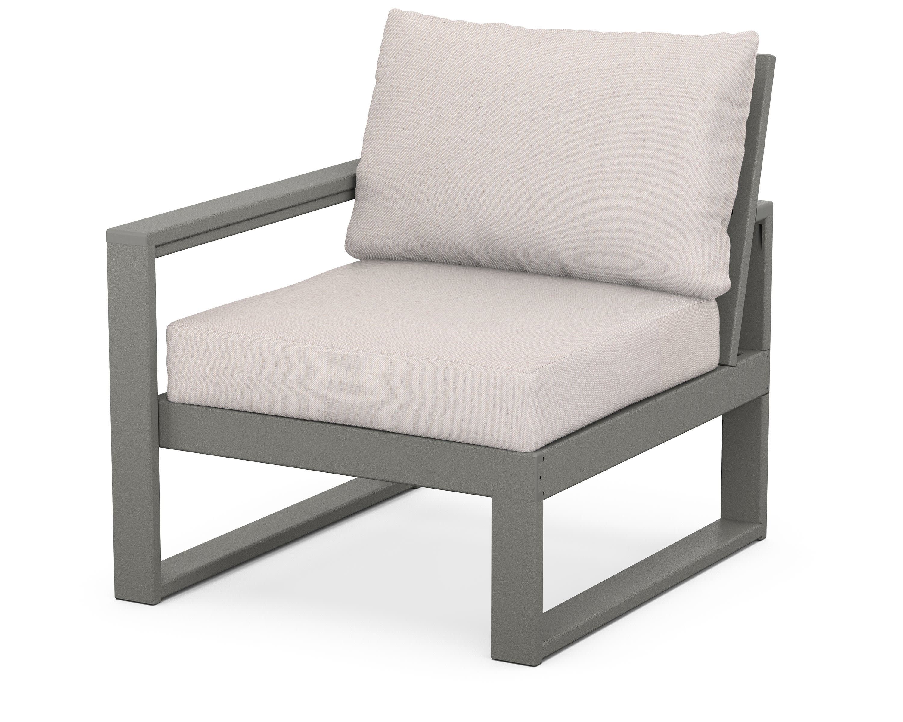EDGE Modular Left Arm Chair in Slate Grey / Dune Burlap
