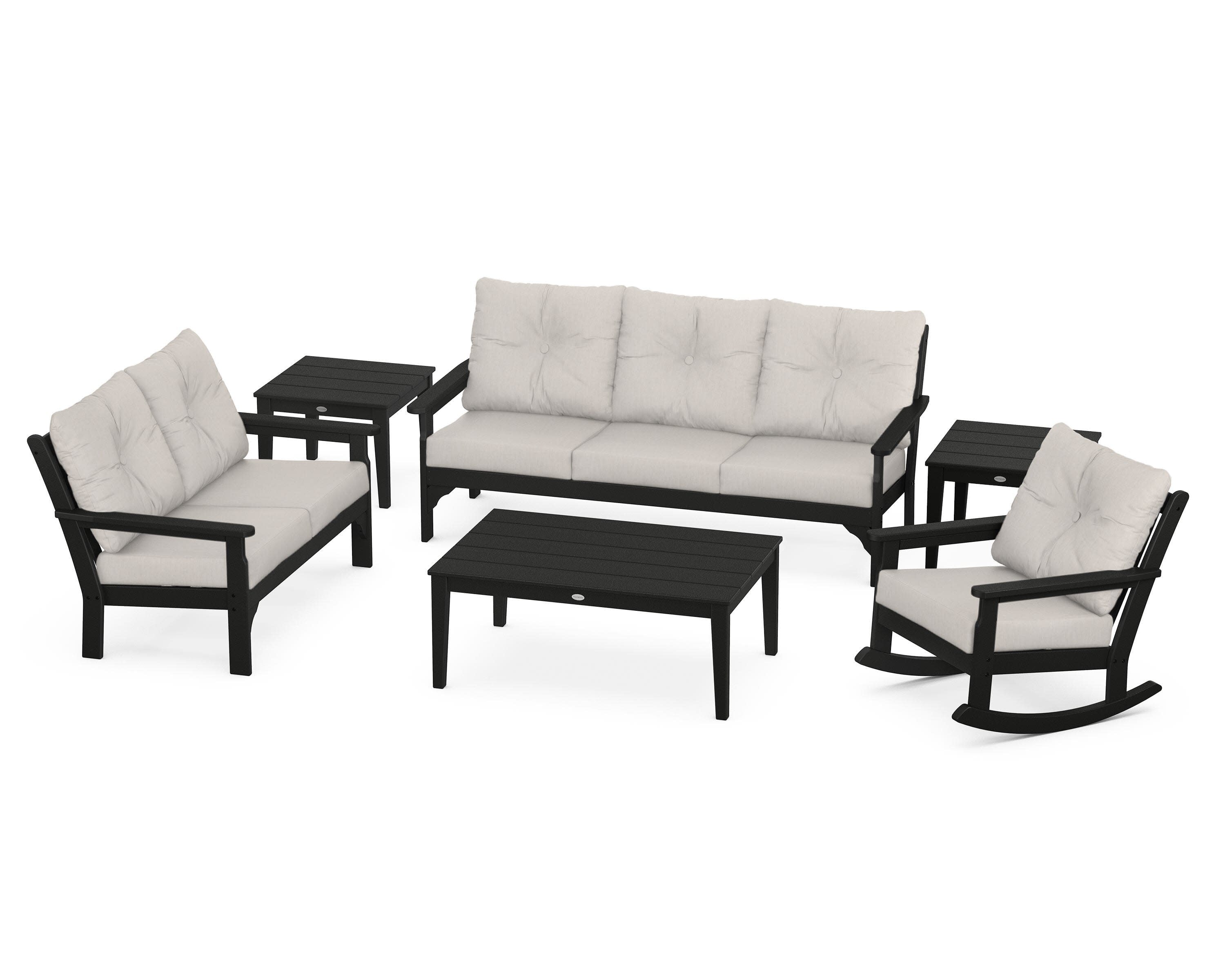 Vineyard 6-Piece Deep Seating Set in Black / Cast Ash