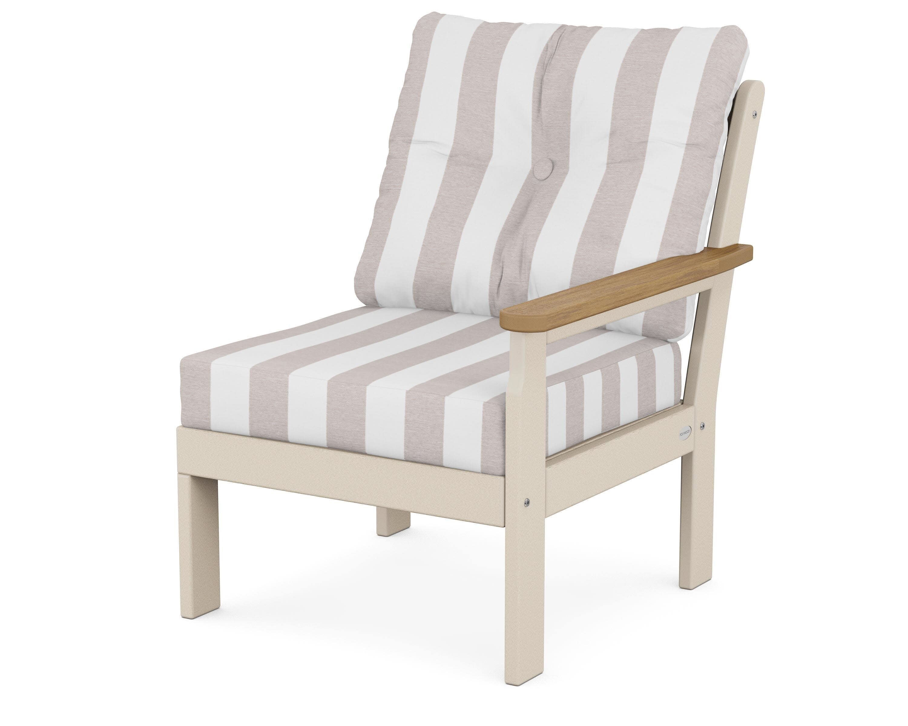 Vineyard Modular Right Arm Chair in Sand / Natural / Cabana Stripe Dune Burlap