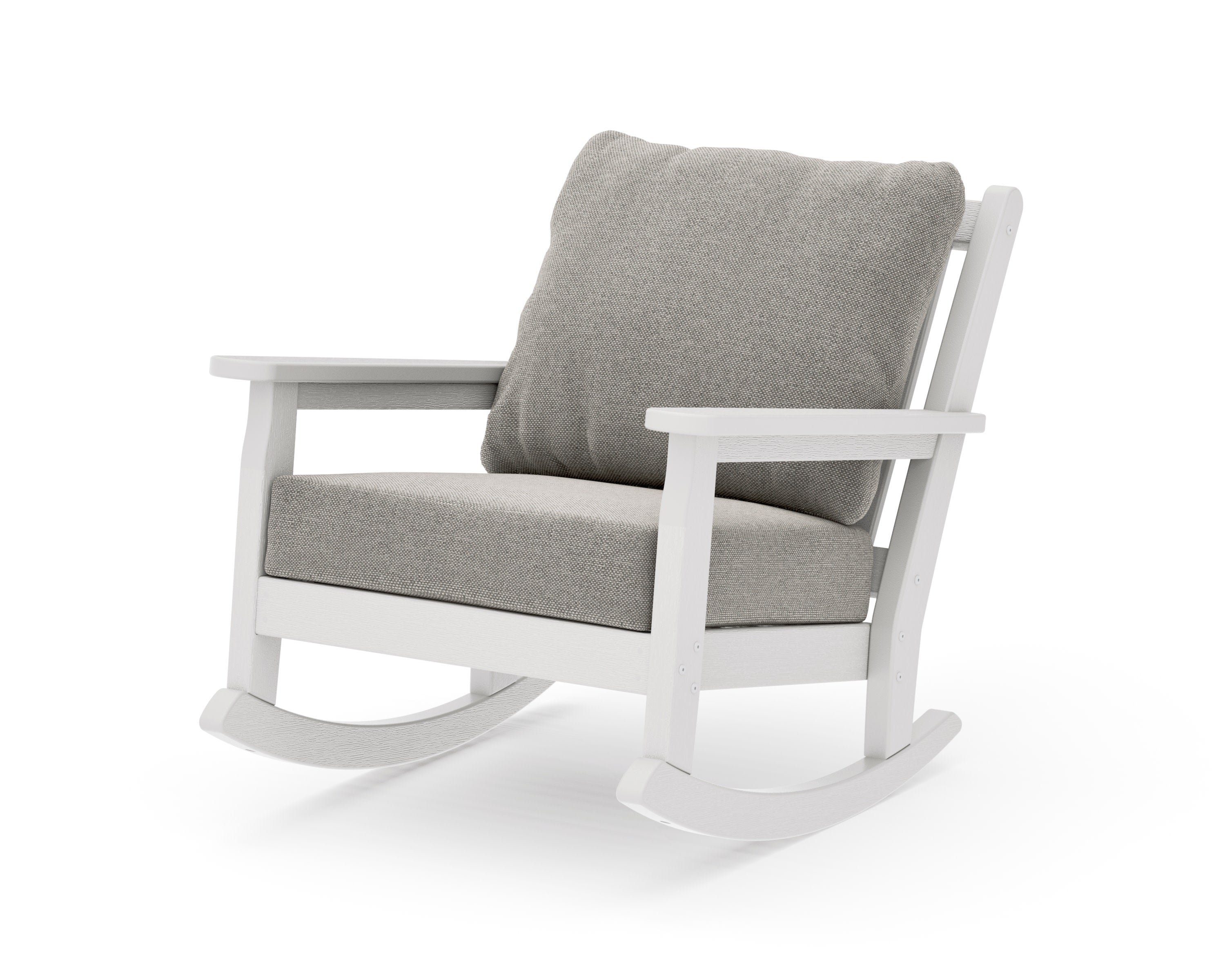 Chippendale Deep Seating Rocking Chair in Vintage White / Weathered Tweed