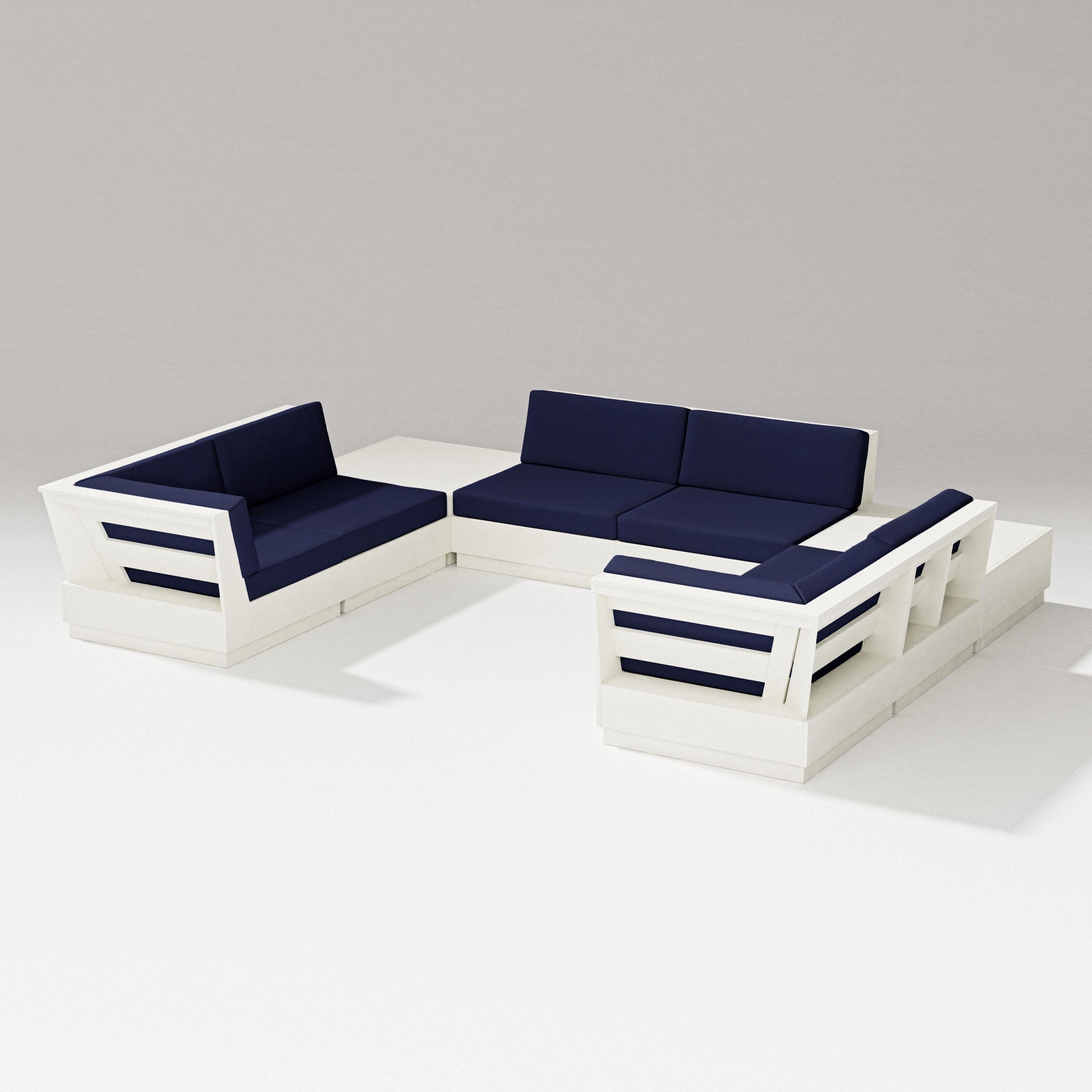 Elevate 8-Piece U-Shaped Sectional in Vintage White / Navy