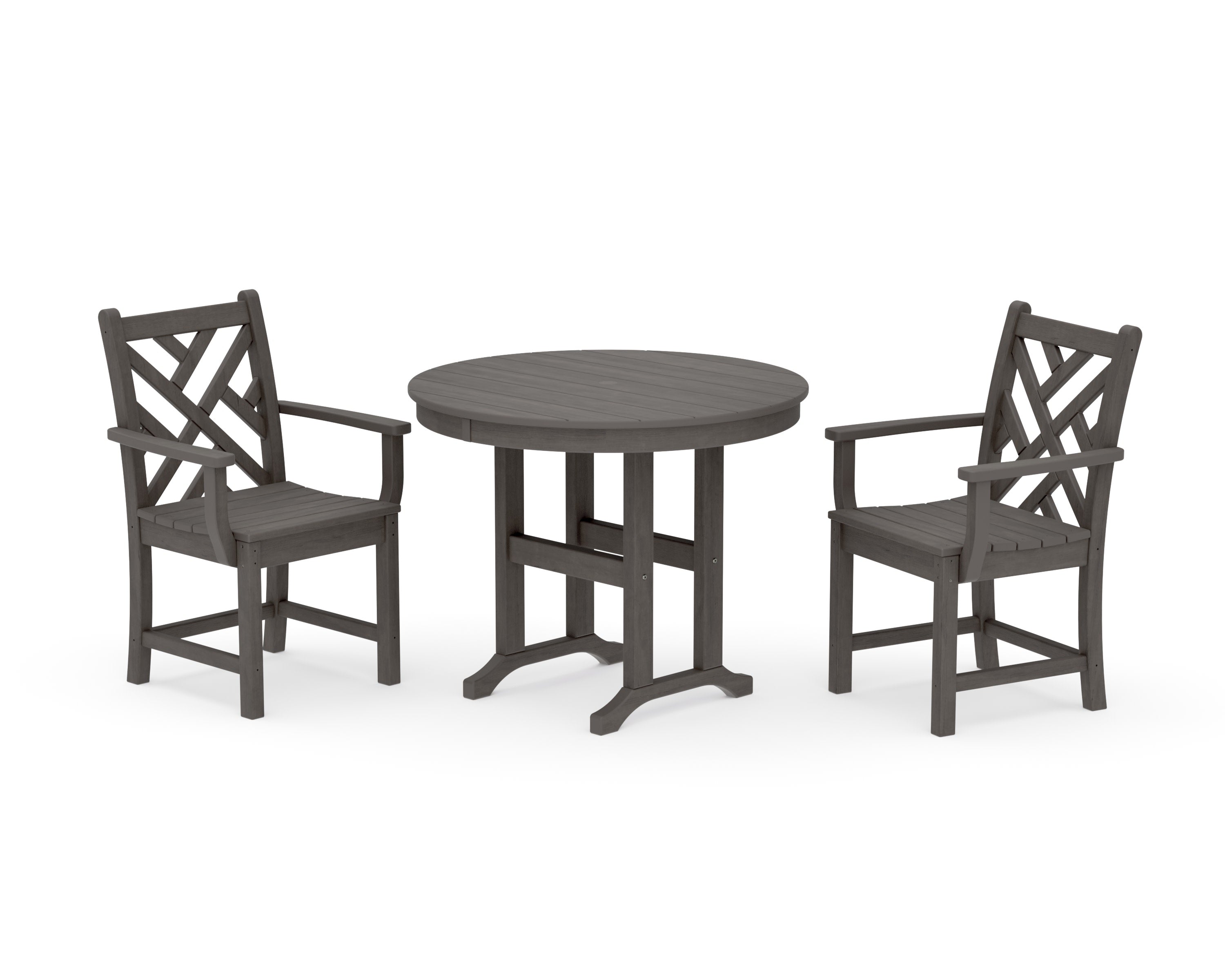 Chippendale 3-Piece Round Dining Set in Driftwood