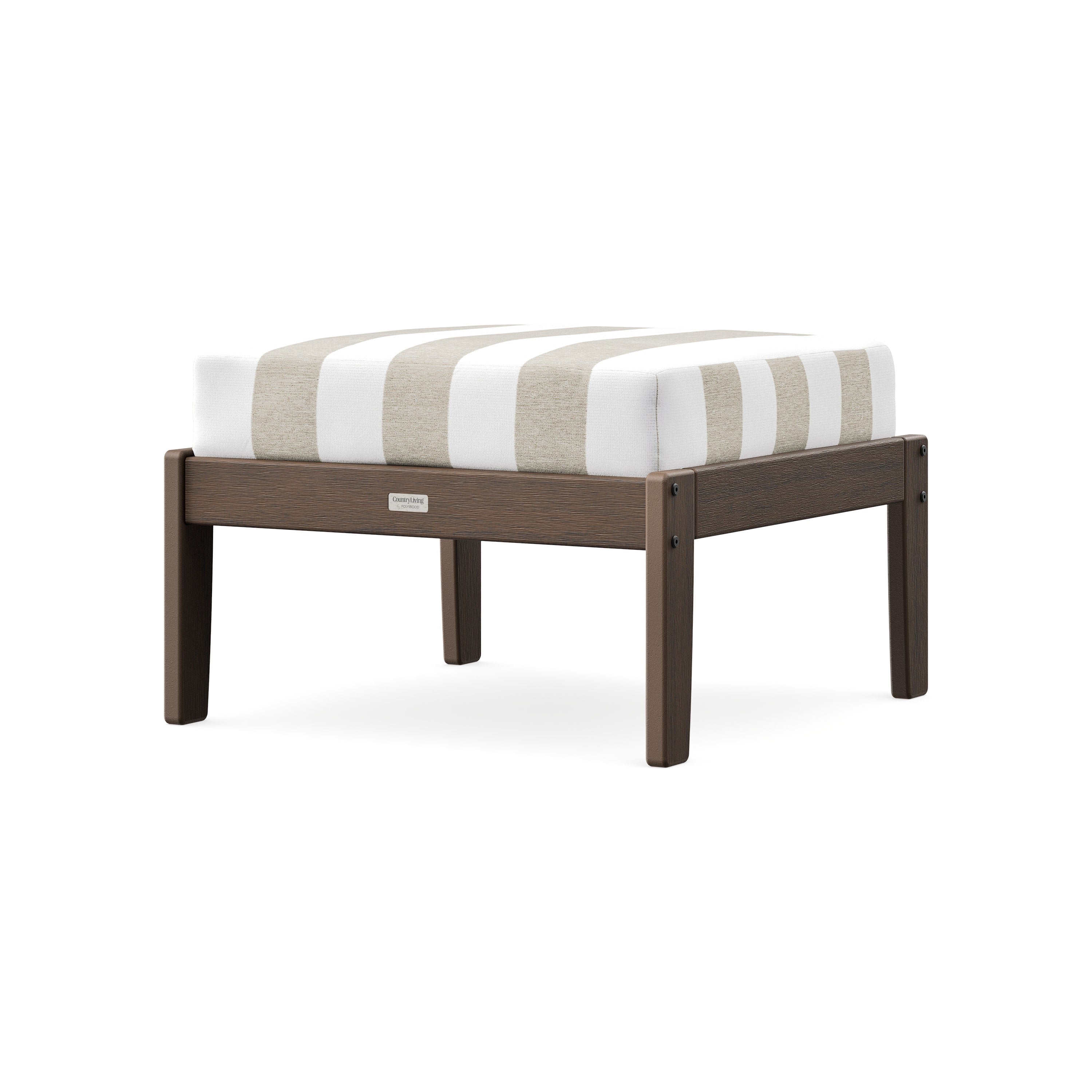 Cottage Deep Seating Ottoman in Kona / Cabana Stripe Dune Burlap