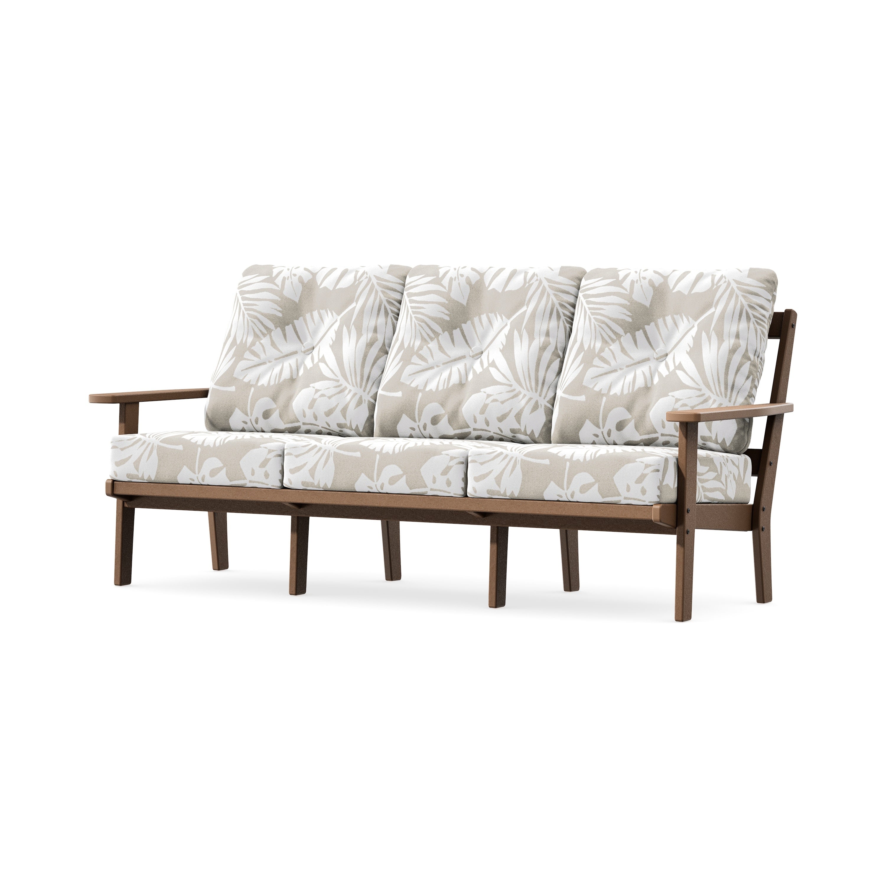 Oxford Deep Seating Sofa in Teak / Leaf Dune Burlap