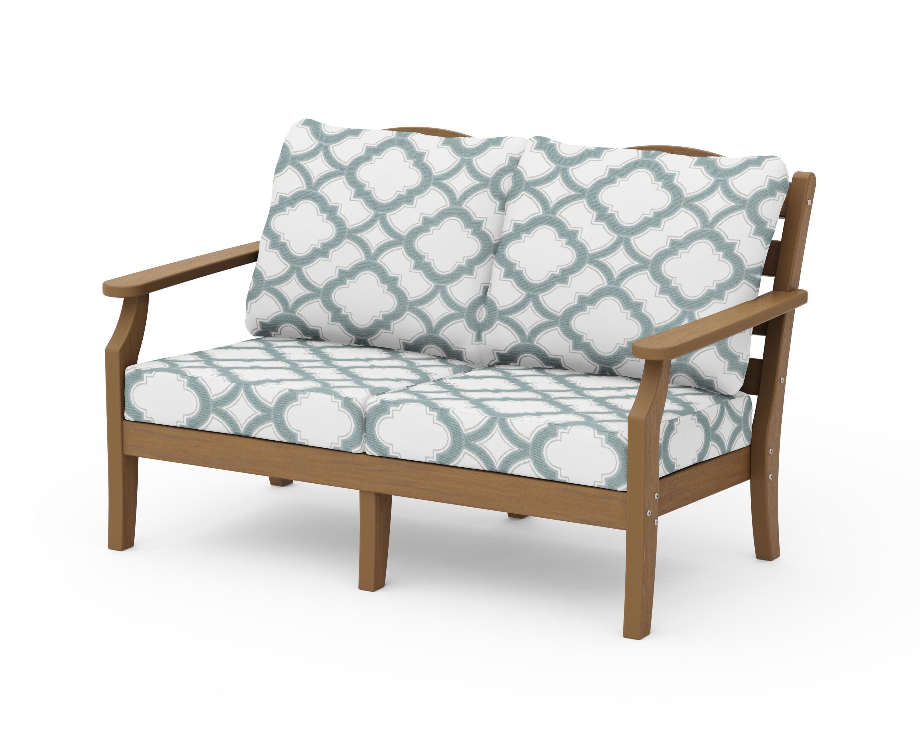 Savannah Deep Seating Loveseat in Natural / Trellis Glacier Spa