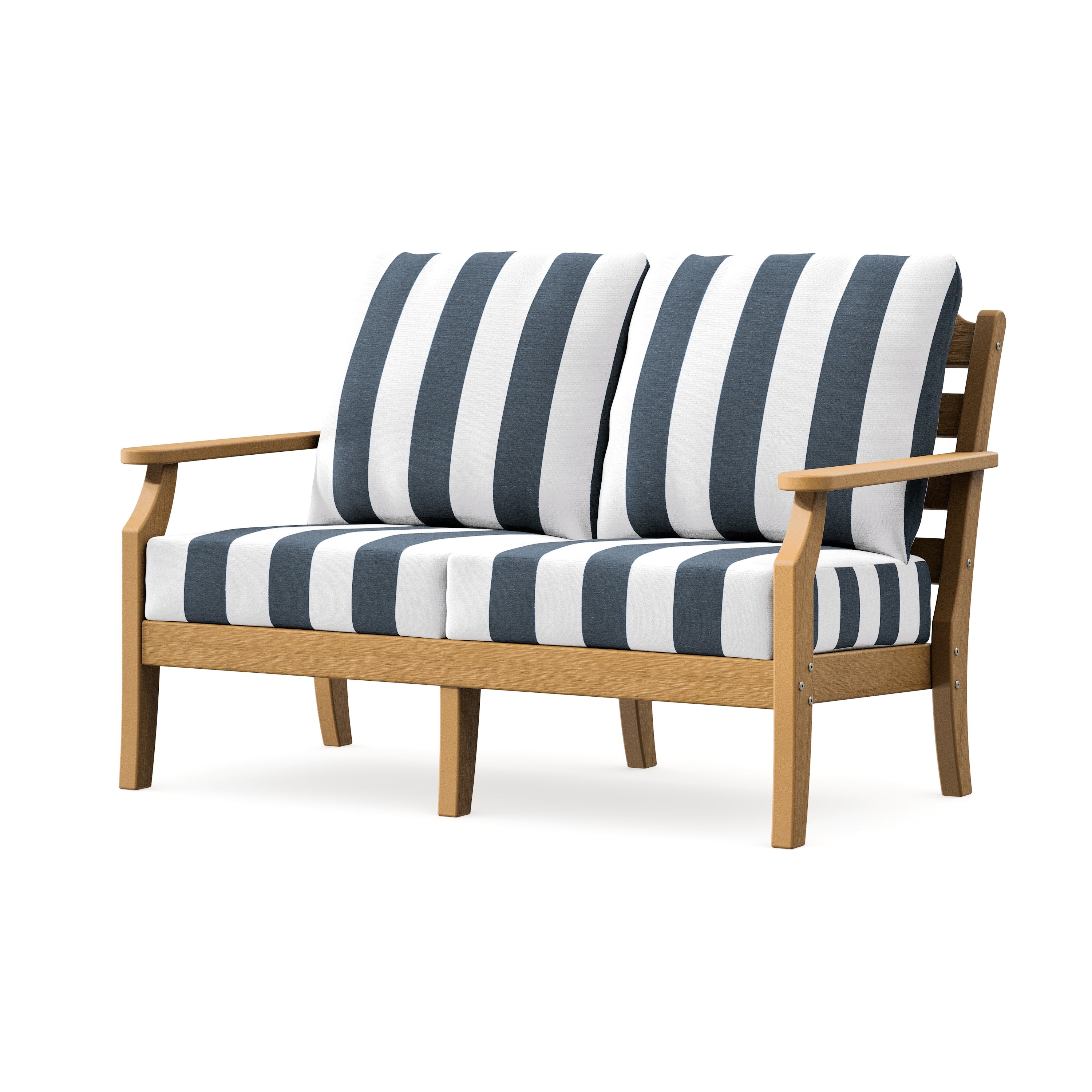 Savannah Deep Seating Loveseat in Natural / Cabana Stripe Marine Indigo