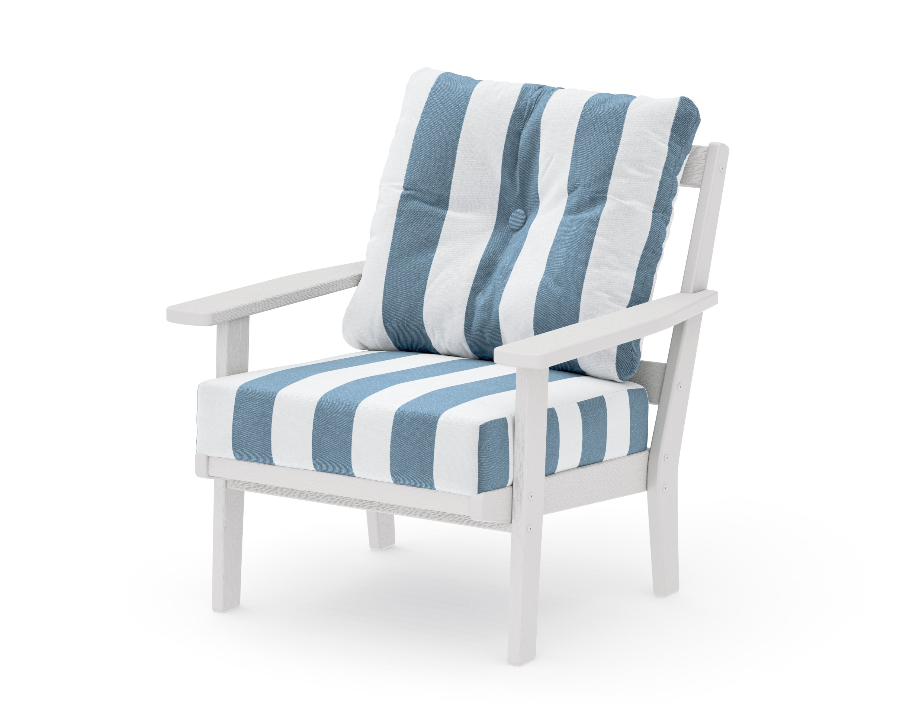Oxford Deep Seating Chair in Vintage White / Cabana Stripe Sky Blue