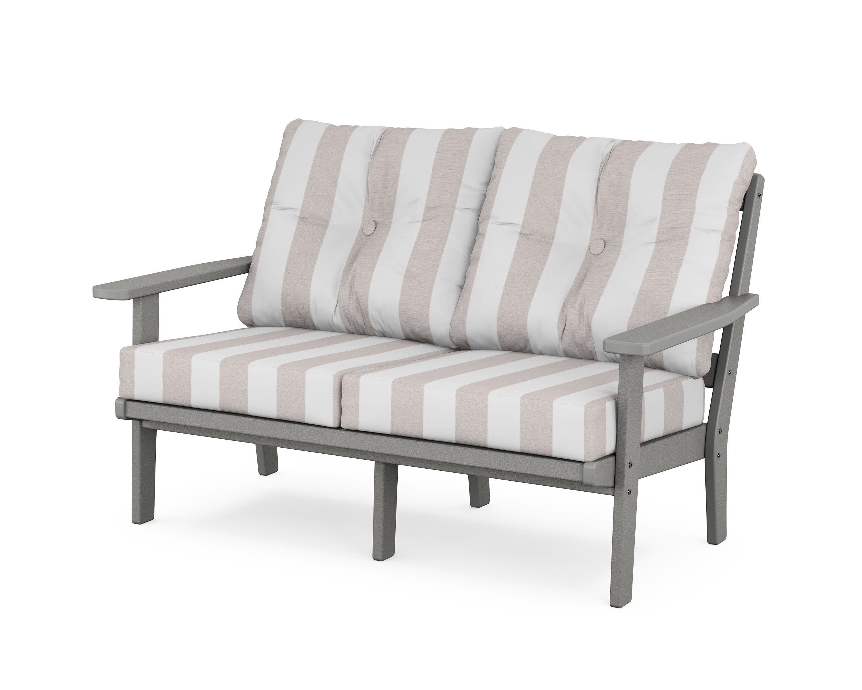Oxford Deep SeatingLoveseat in Slate Grey / Cabana Stripe Dune Burlap