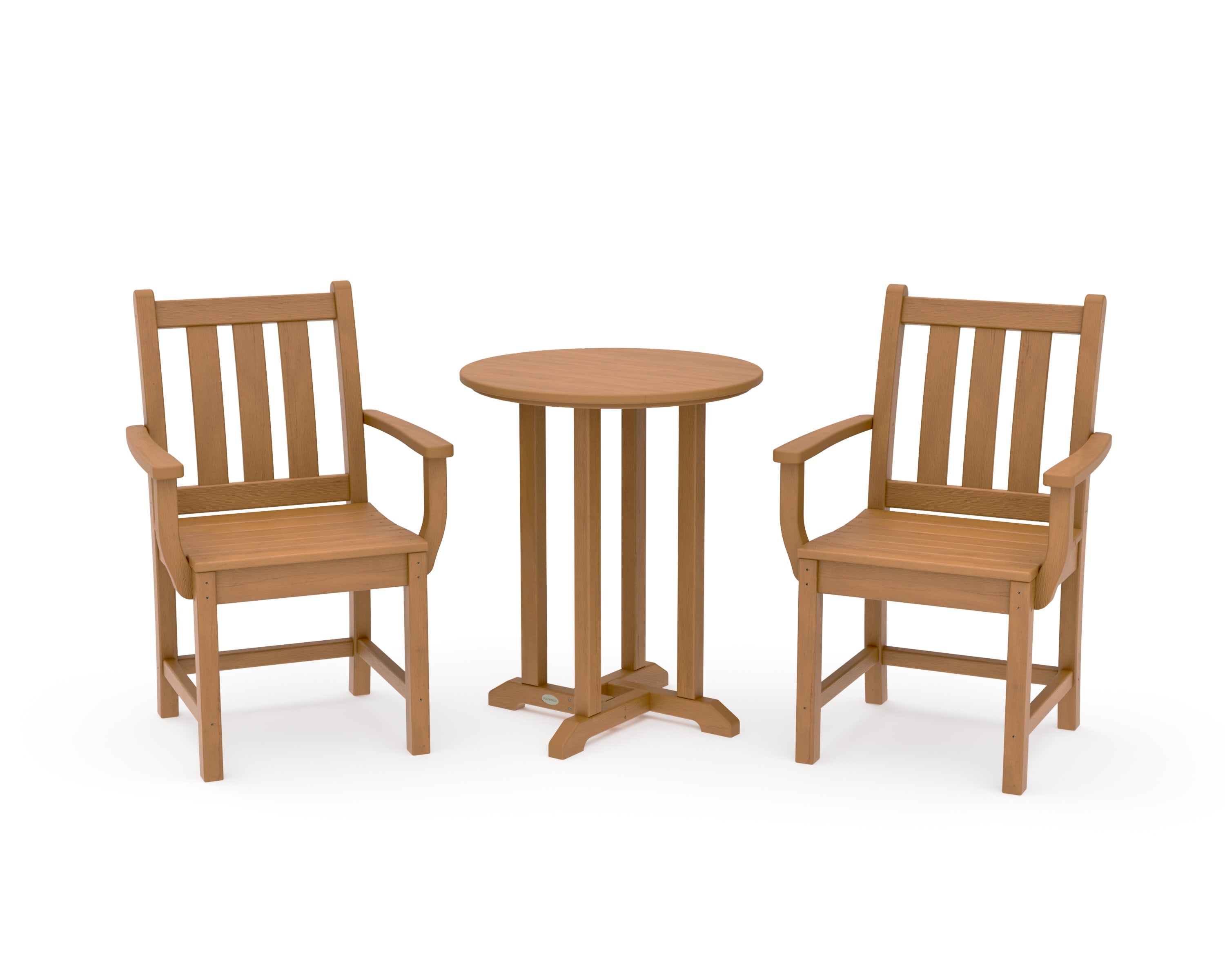 Traditional Garden 3-Piece Round Bistro Dining Set in Natural