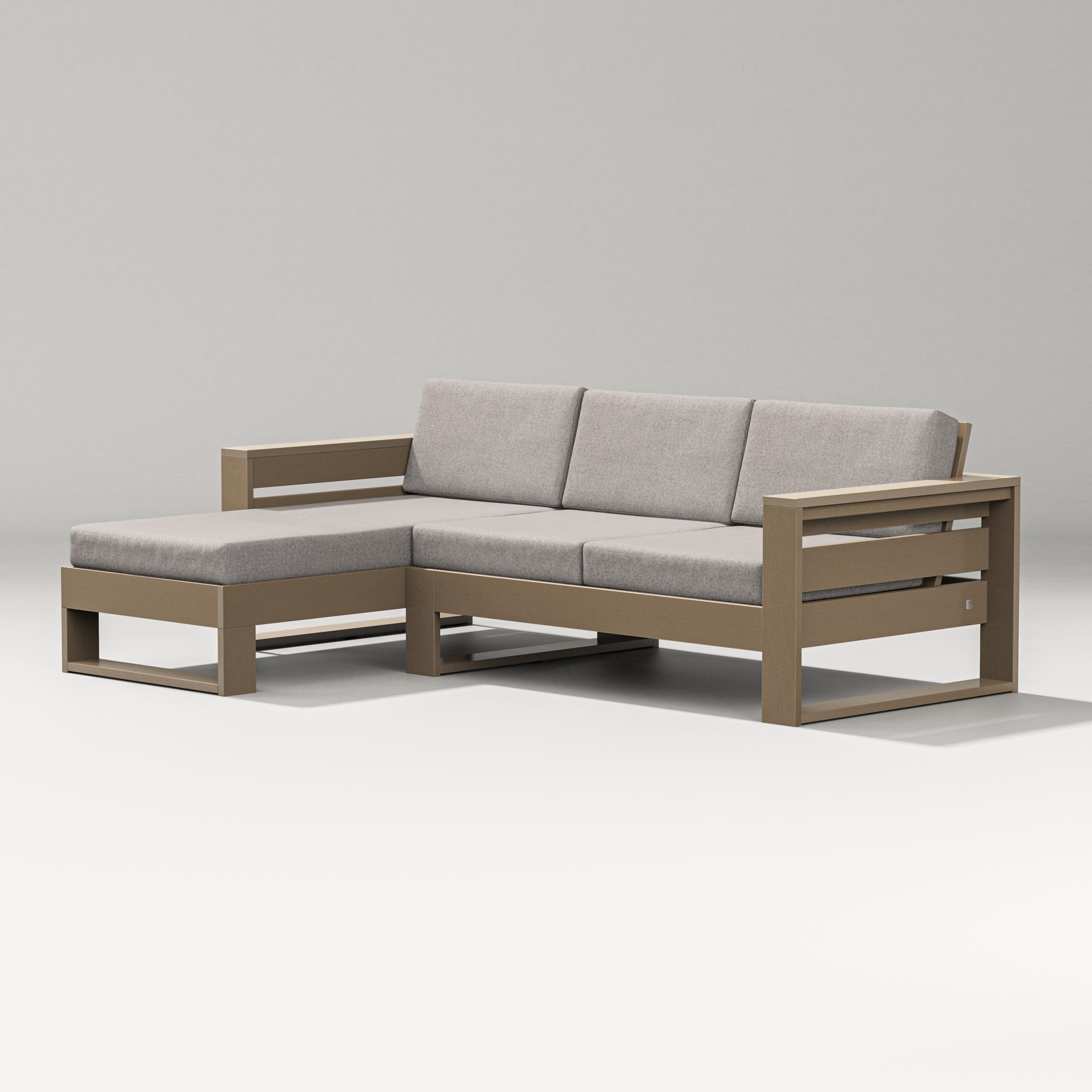 Latitude Left Chaise Sectional in Vintage Sahara / Weathered Tweed