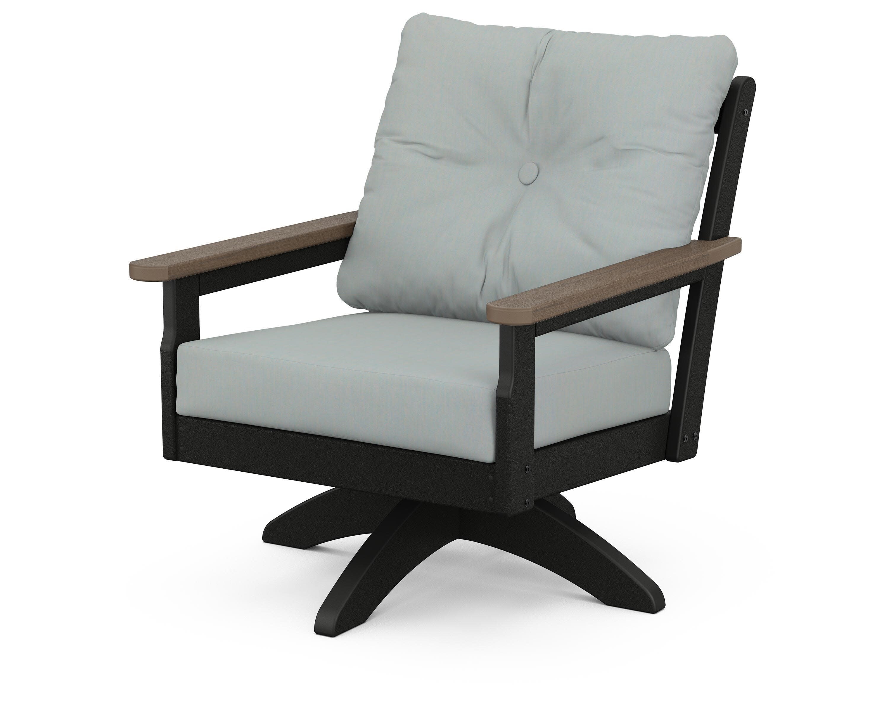 Vineyard Deep Seating Swivel Chair in Black / Kona / Spa