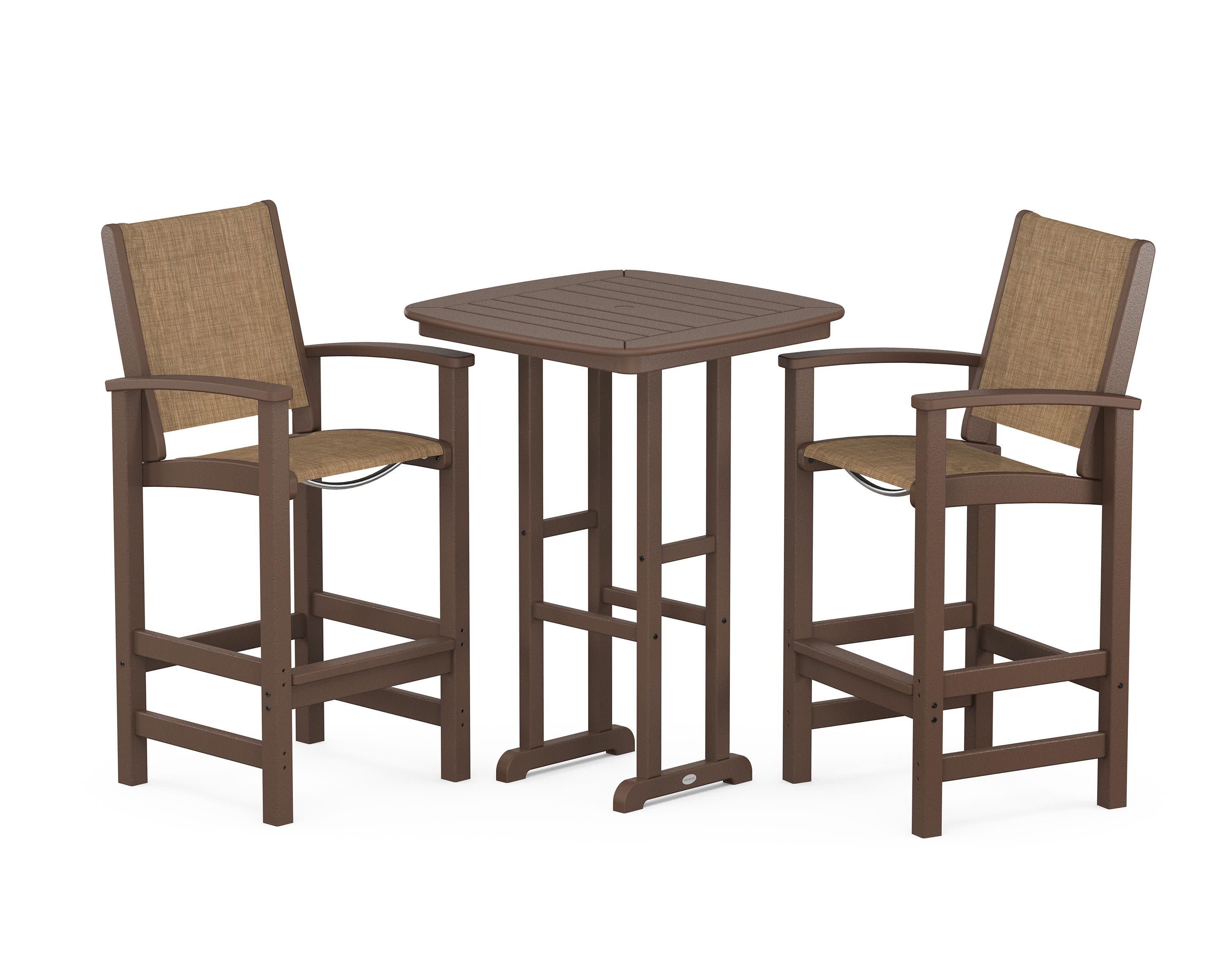 Coastal 3-Piece Bar Set in Mahogany / Burlap Sling