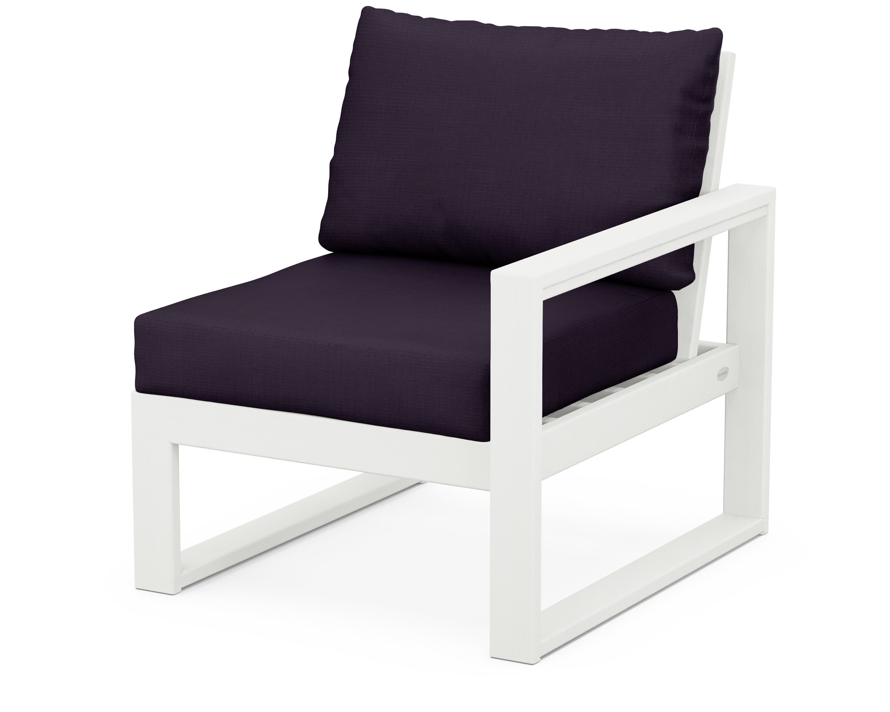 EDGE Modular Right Arm Chair in Vintage White / Navy Linen