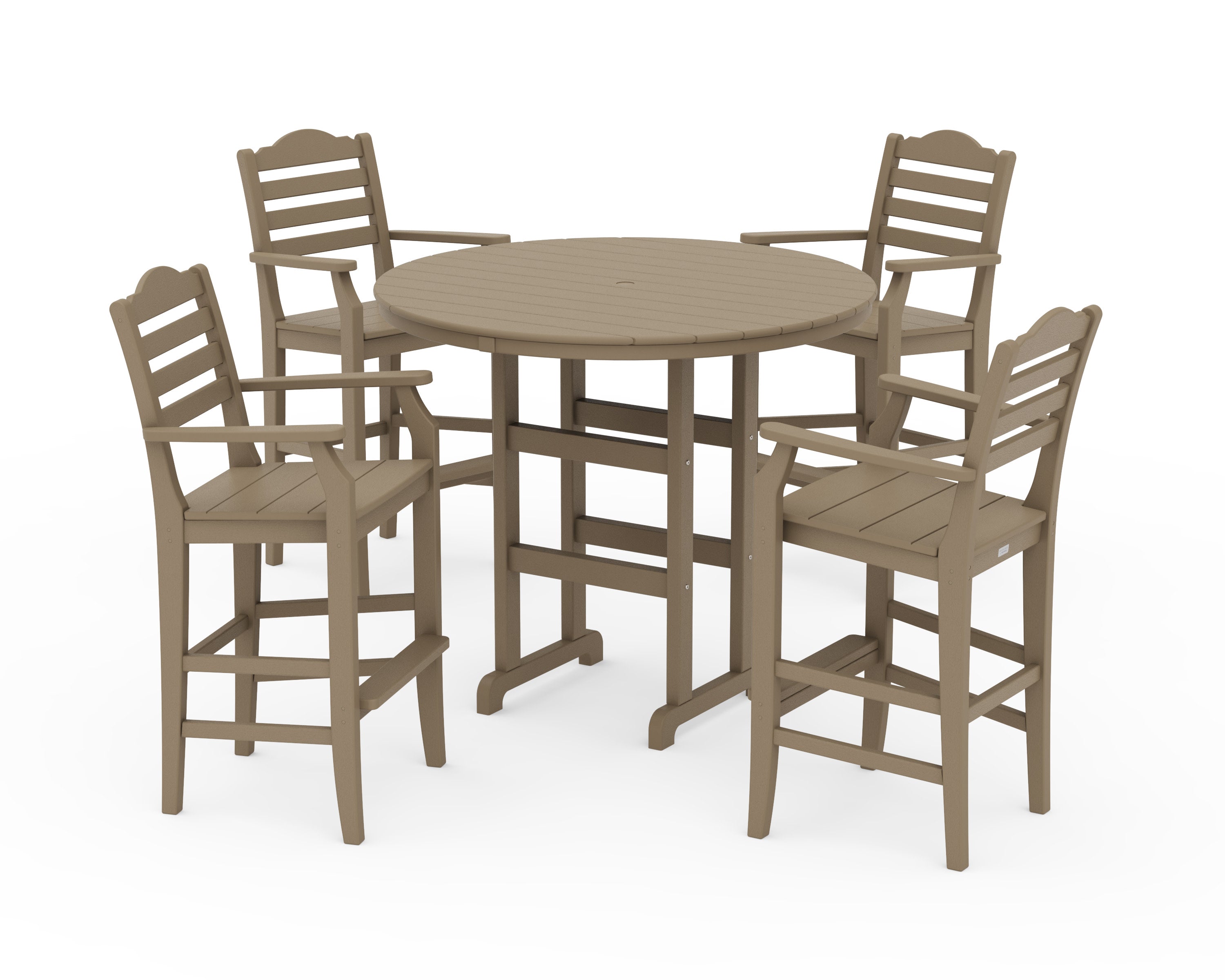 Savannah 5-Piece Round Farmhouse Bar Set in Vintage Sahara