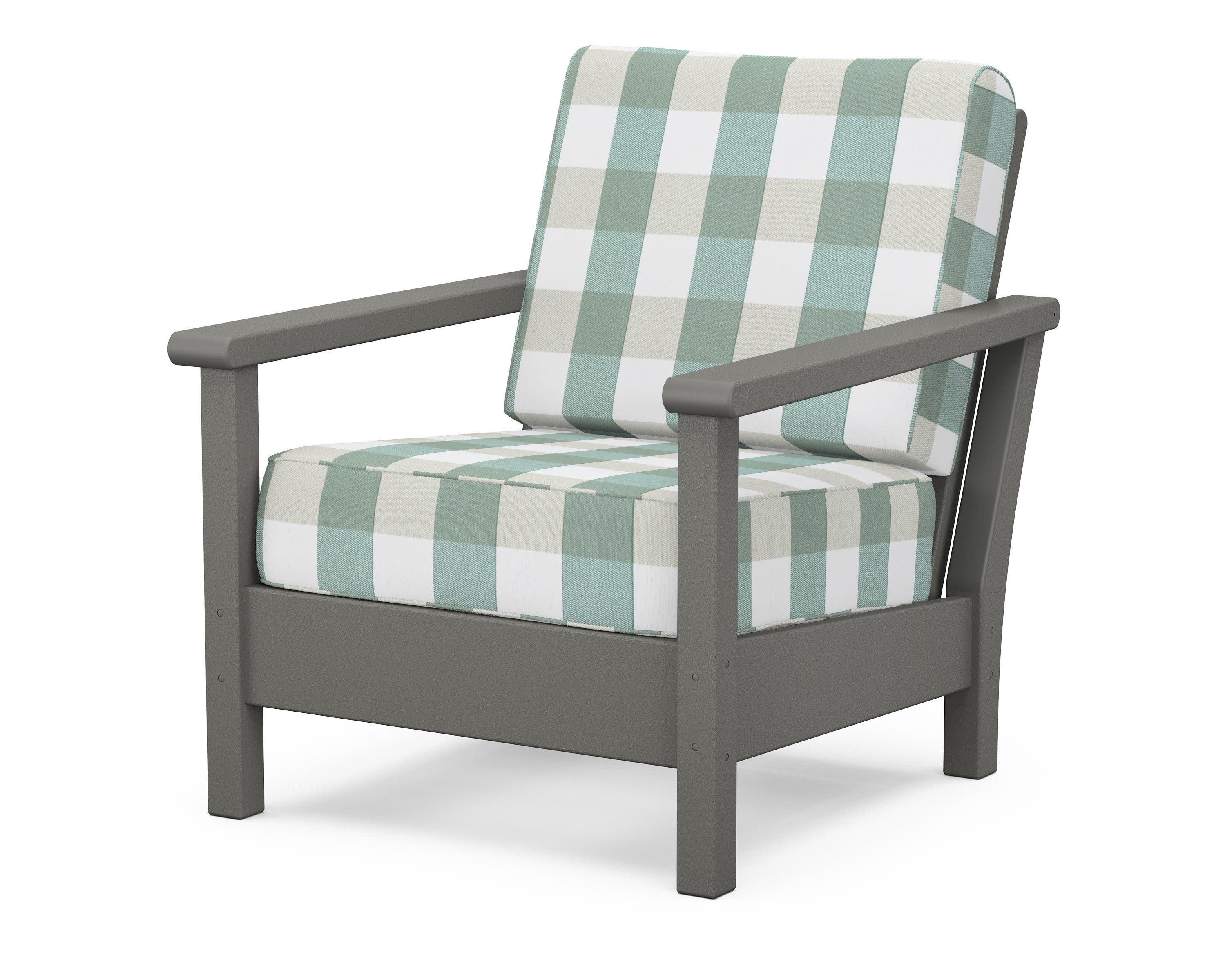 Harbour Deep Seating Chair in Slate Grey / Buffalo Plaid Glacier Spa