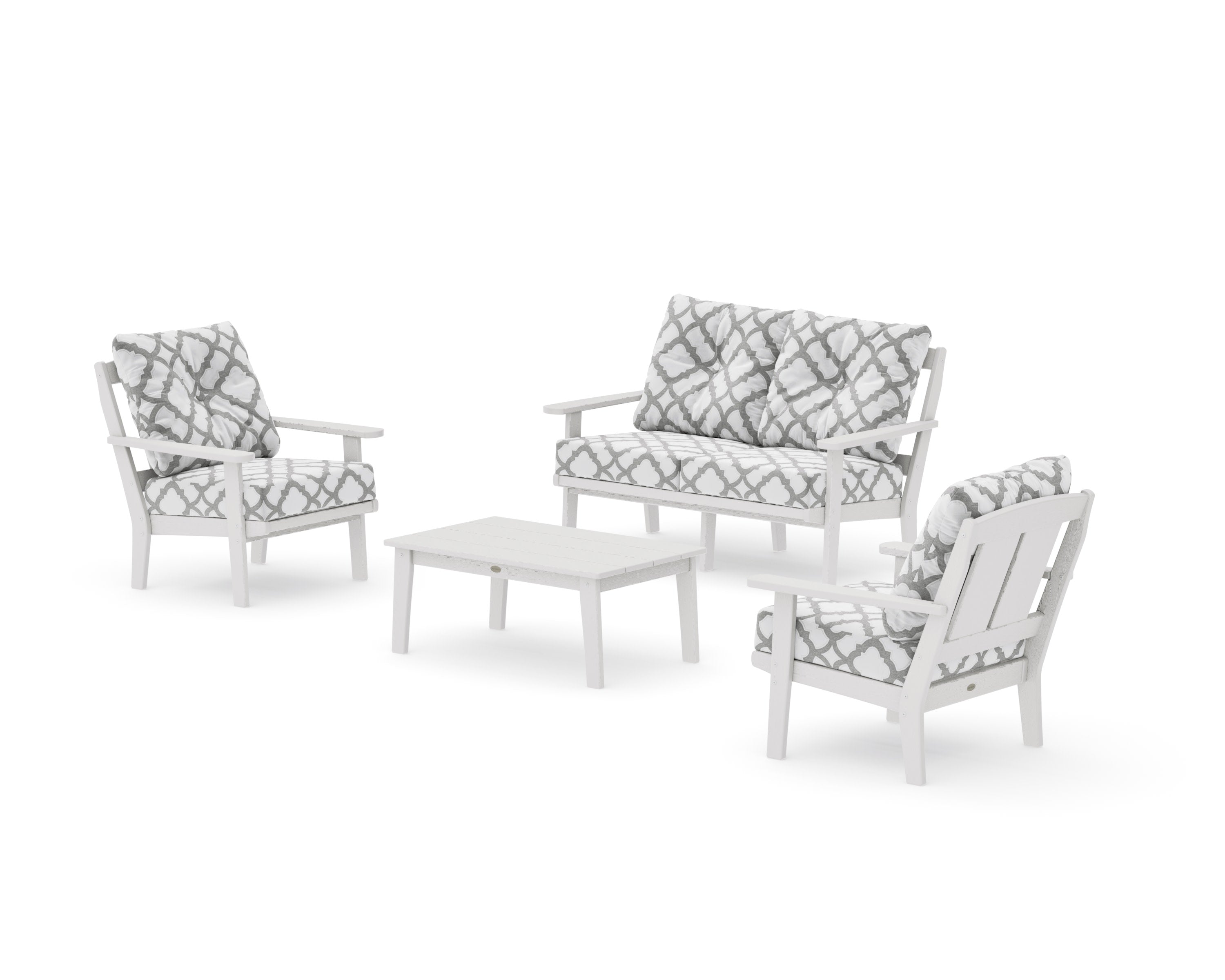 Mission 4-Piece Deep Seating Set with Loveseat in Vintage White / Trellis Grey Mist