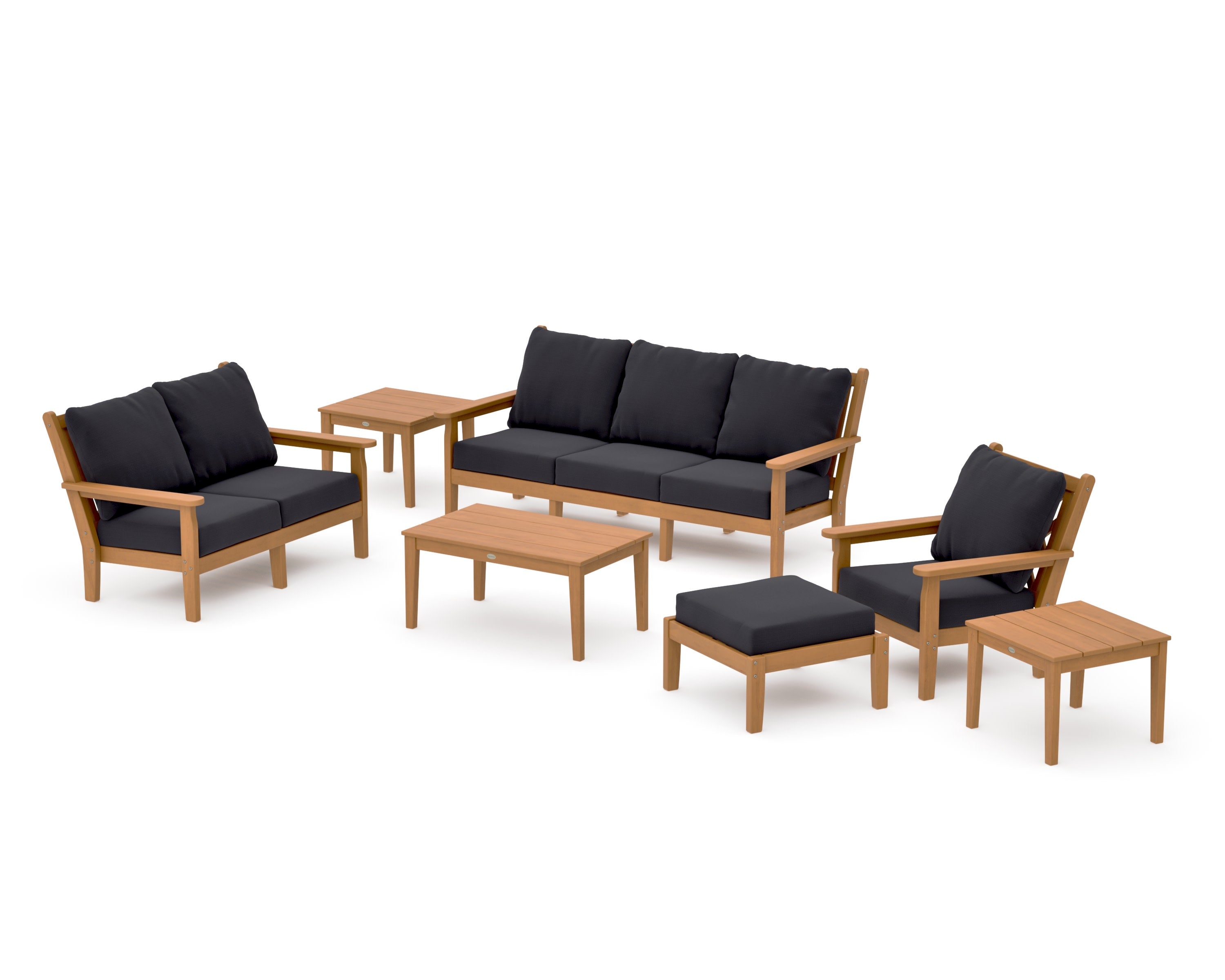 Chippendale 7-Piece Deep Seating Set in Natural / Midnight Linen
