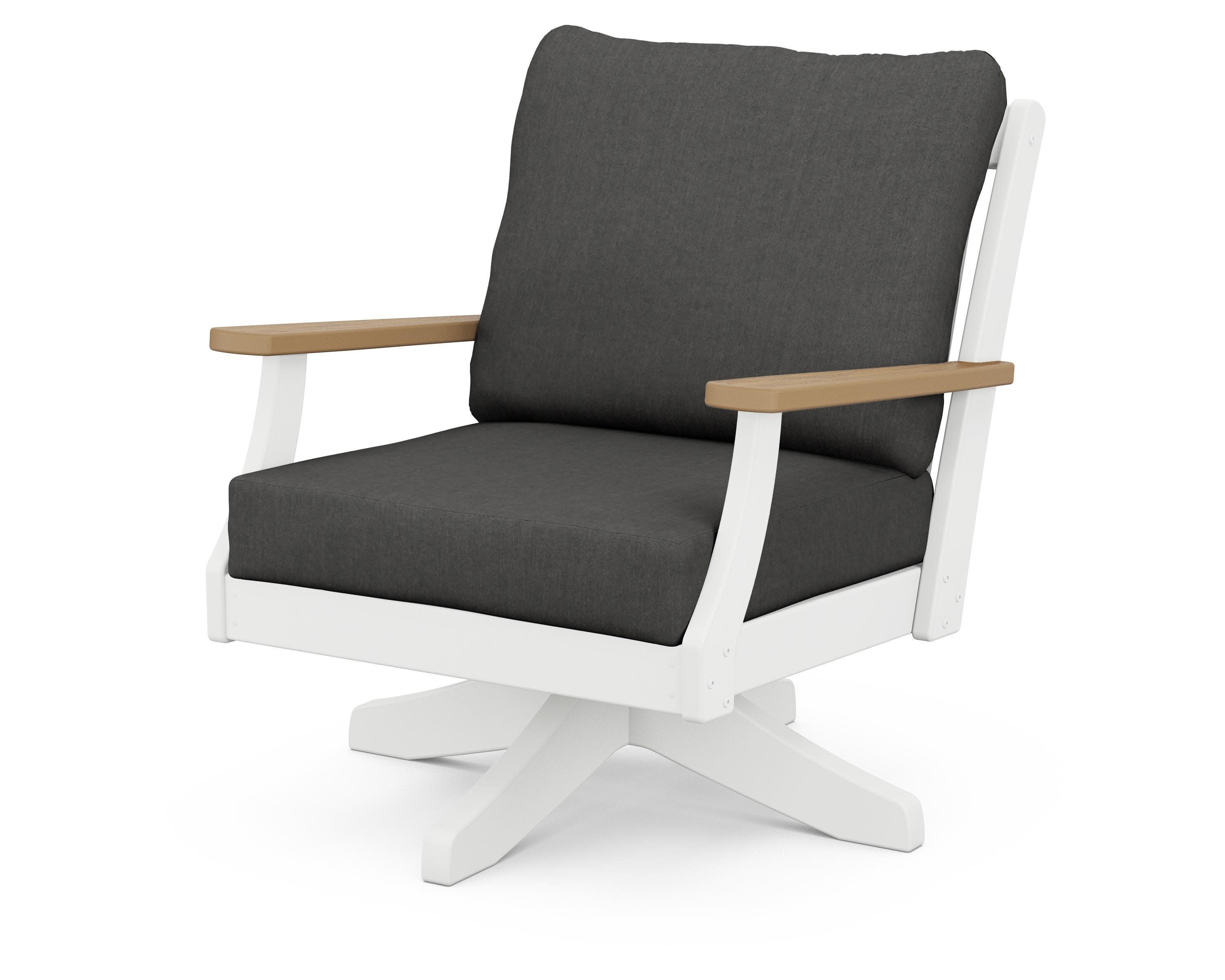 Braxton Deep Seating Swivel Chair in White / Natural / Spectrum Carbon