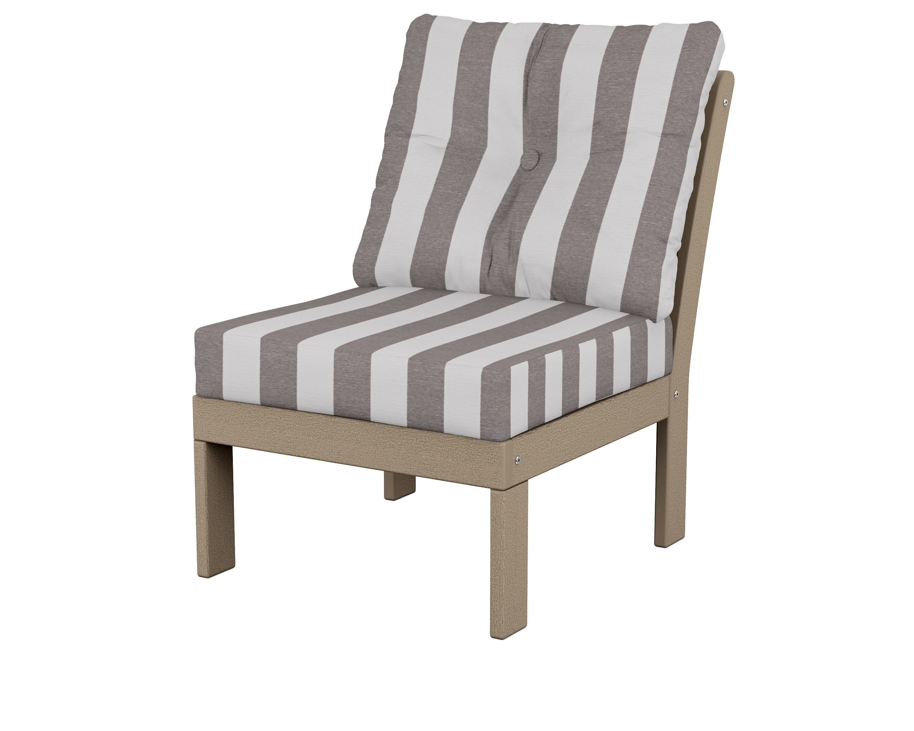 Vineyard Modular Armless Chair in Vintage Sahara / Cabana Stripe Grey Mist