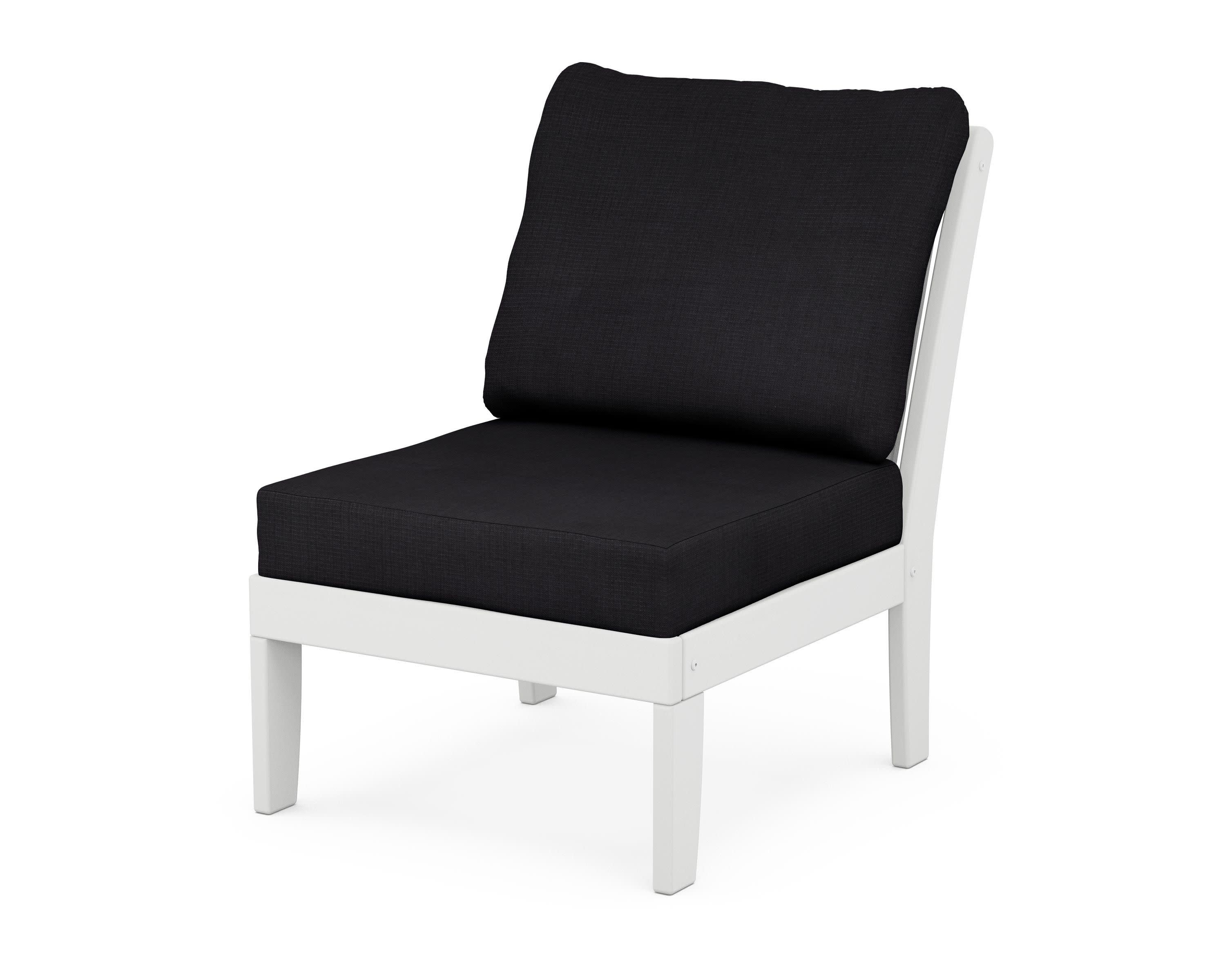 Braxton Modular Armless Chair in White / Midnight Linen