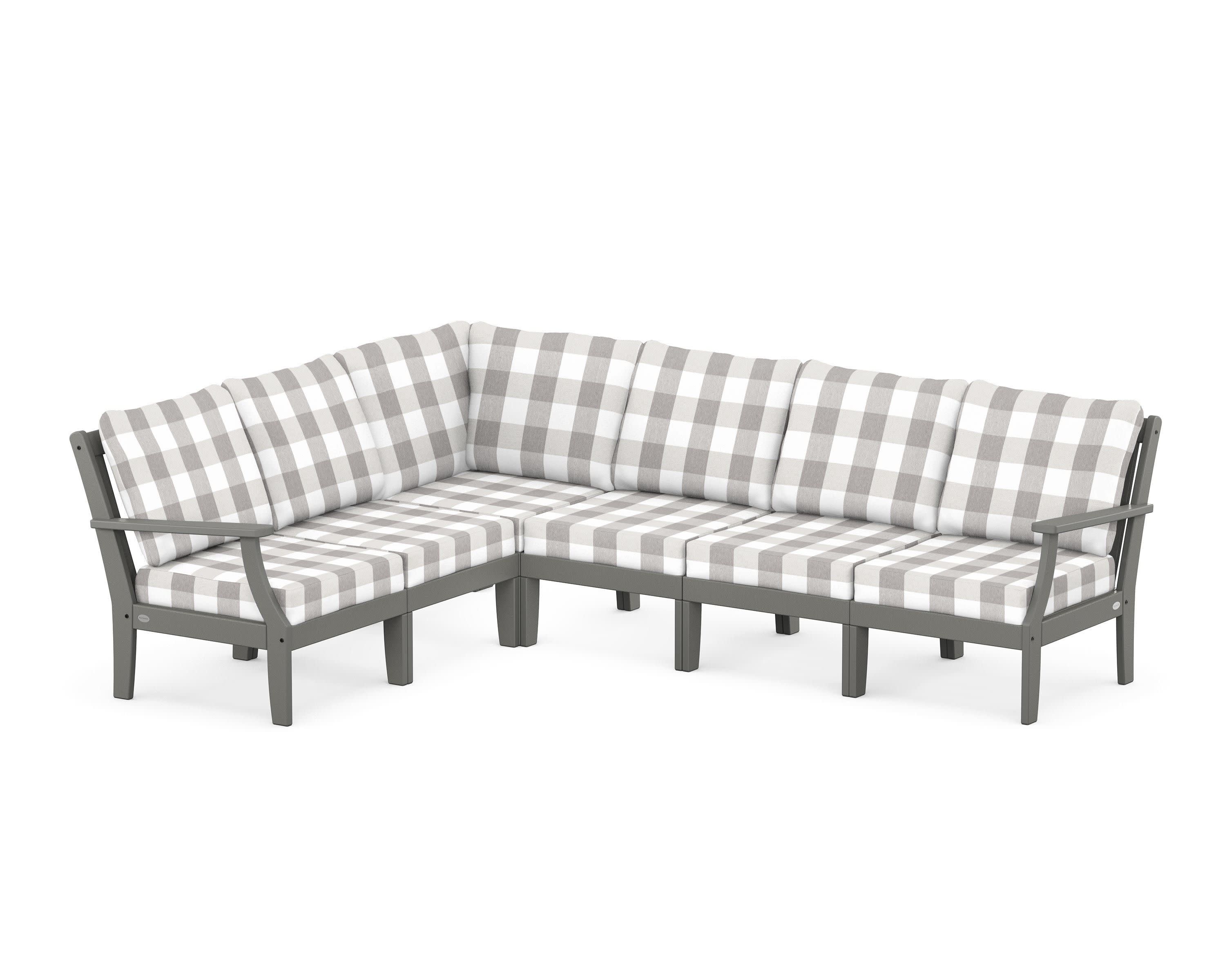 Braxton Modular 6-Piece Deep Seating Set in Slate Grey / Buffalo Plaid Grey Mist