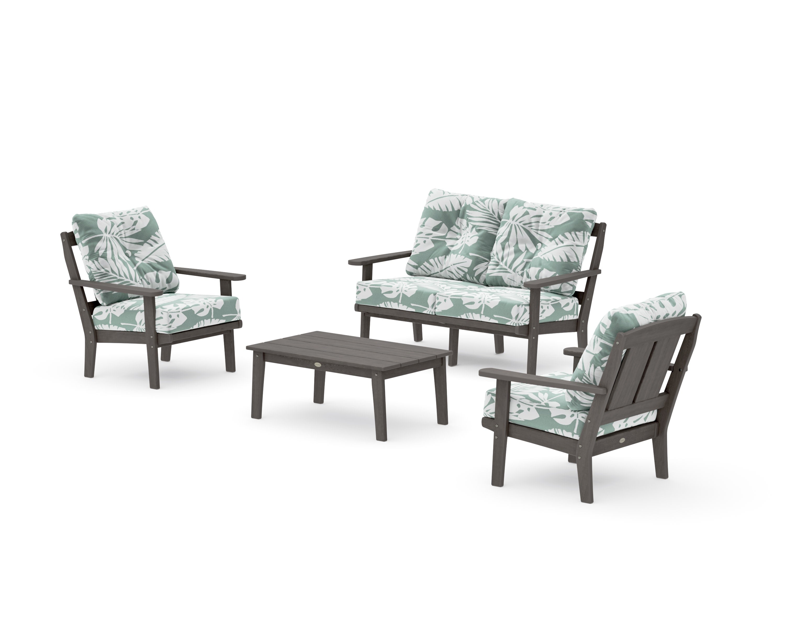 Mission 4-Piece Deep Seating Set with Loveseat in Driftwood / Leaf Glacier Spa