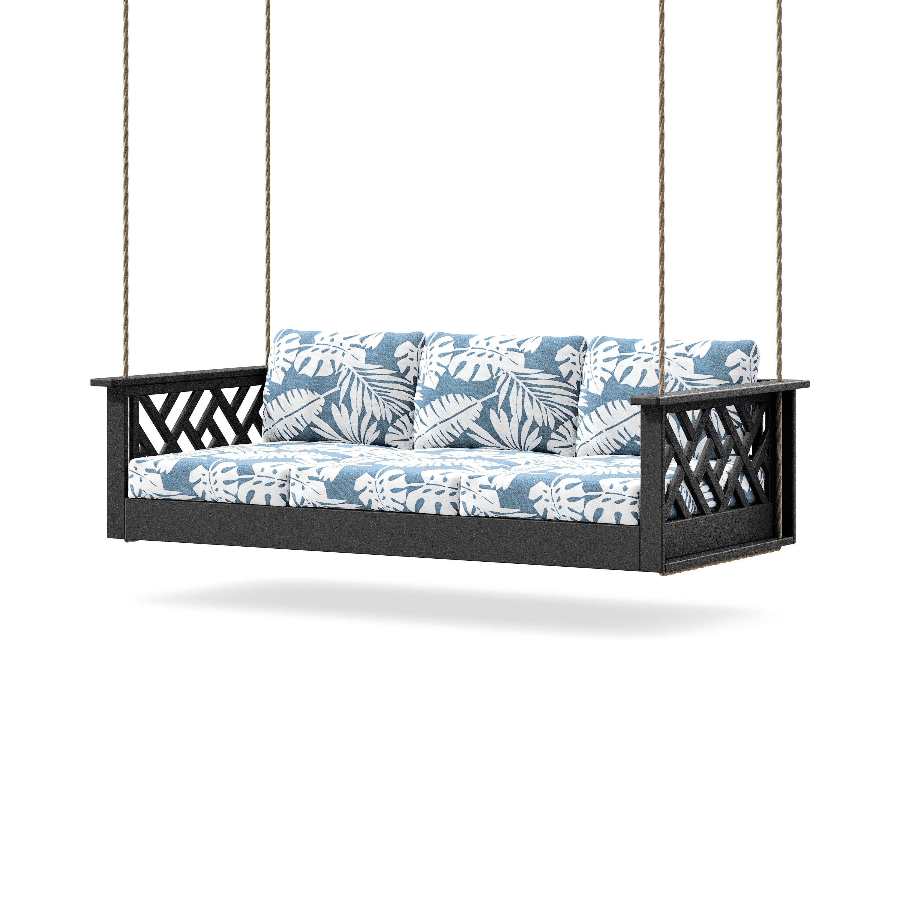 Chippendale Daybed Swing in Black / Leaf Sky Blue