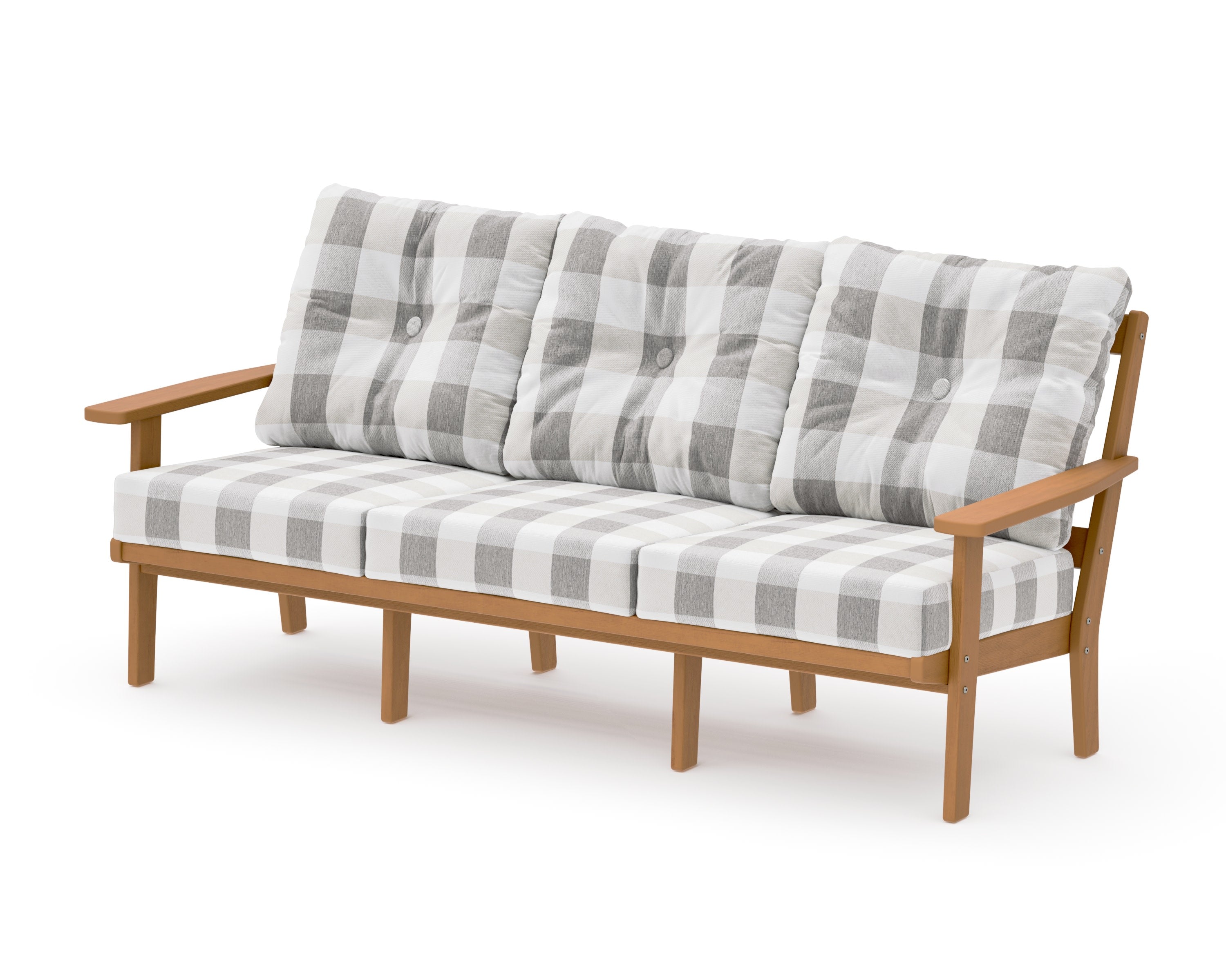Oxford Deep Seating Sofa in Natural / Buffalo Plaid Grey Mist