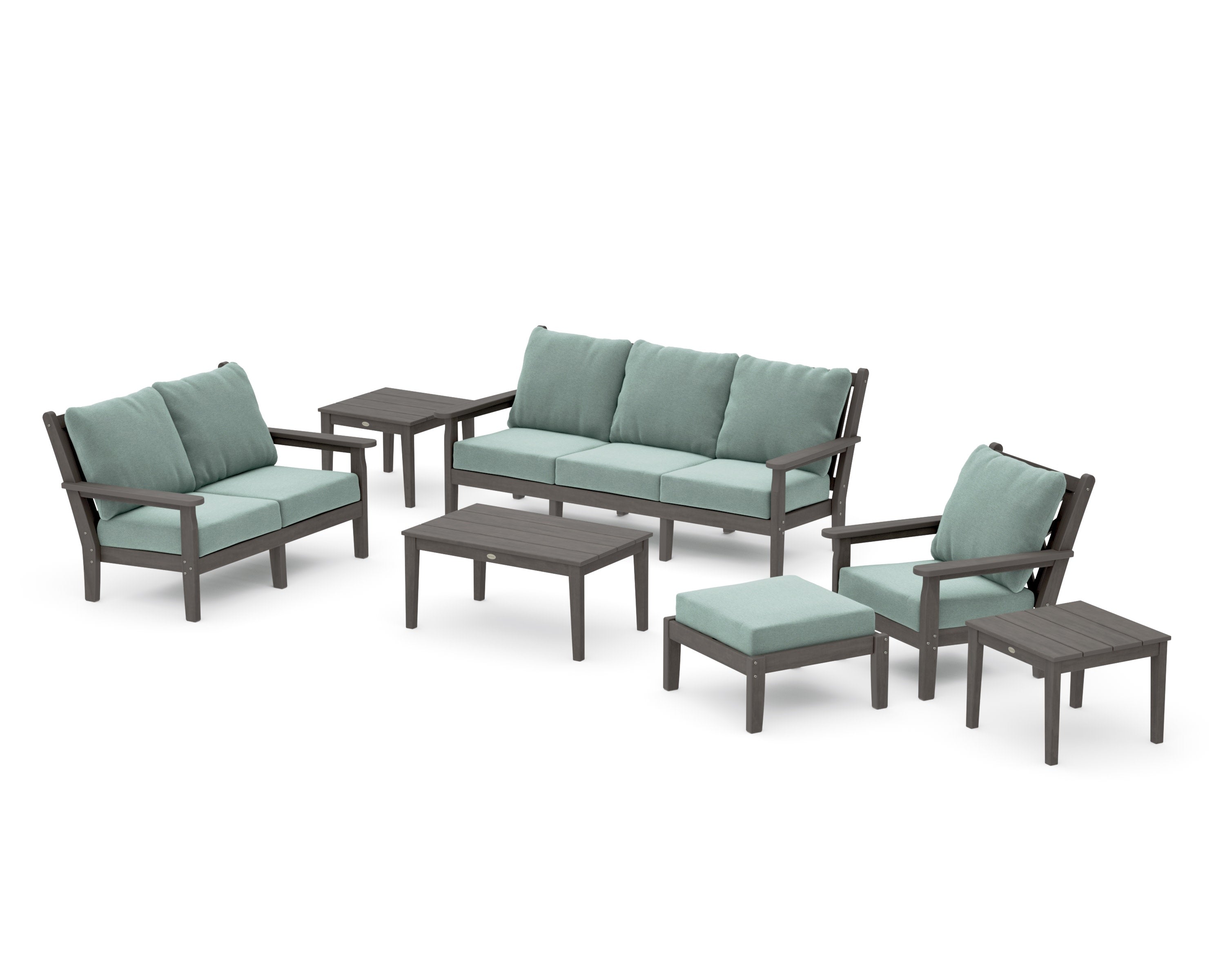 Chippendale 7-Piece Deep Seating Set in Driftwood / Glacier Spa