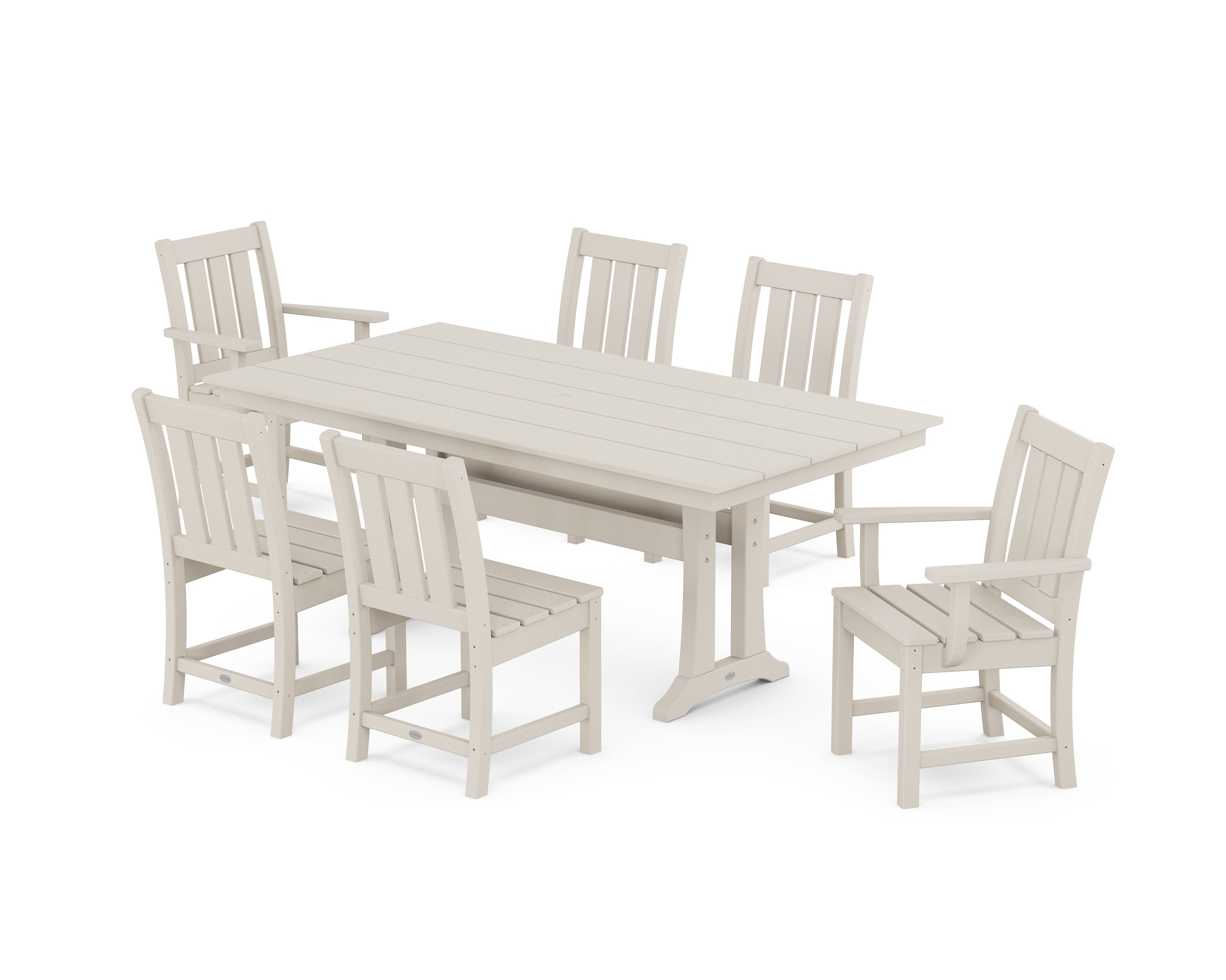 Oxford 7-Piece Farmhouse Dining Set with Trestle Legs in Sand