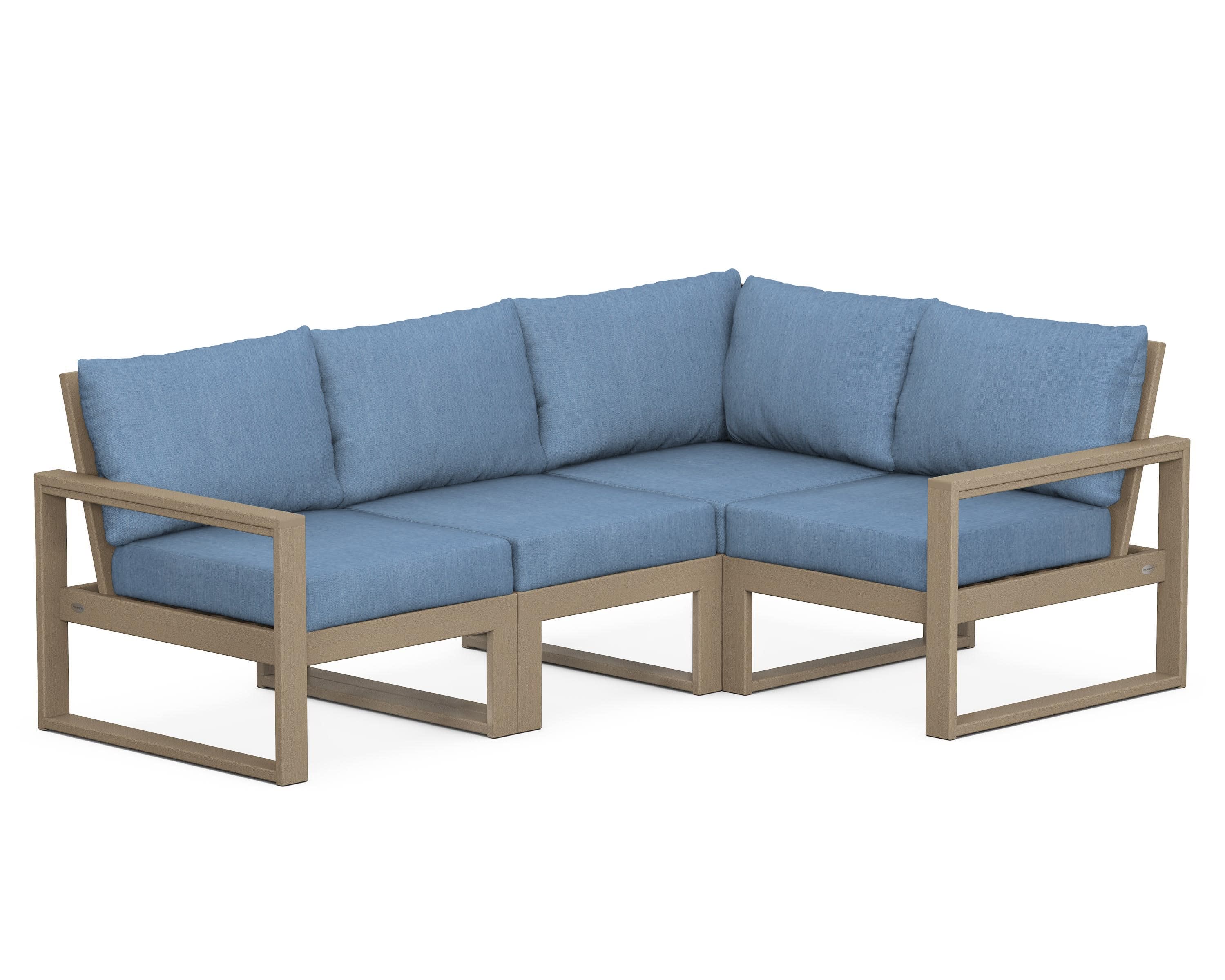 EDGE 4-Piece Modular Deep Seating Set in Vintage Sahara / Sky Blue