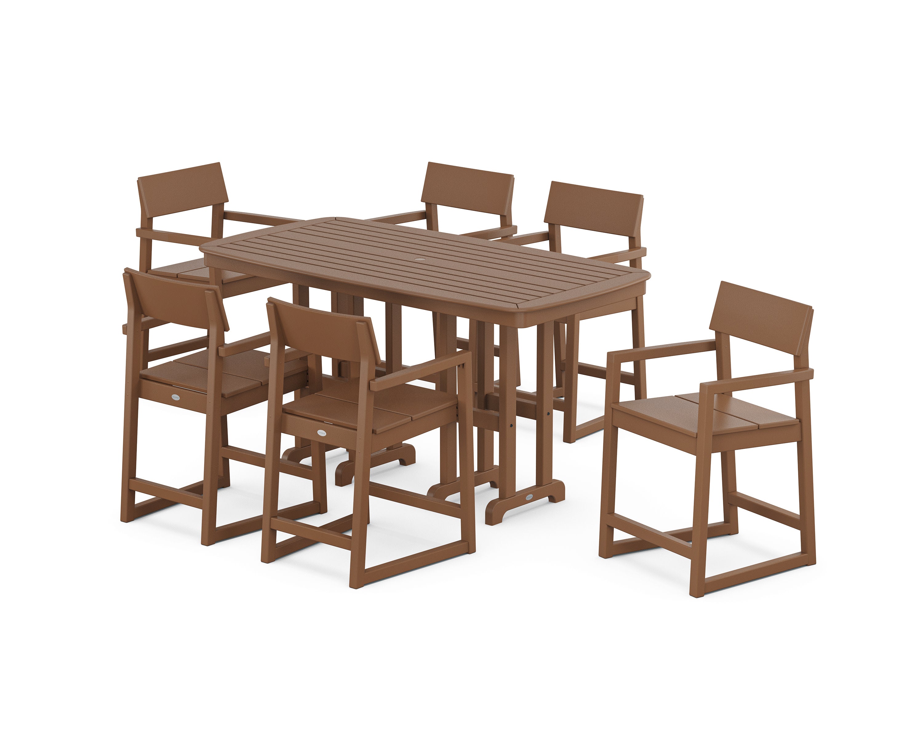 EDGE Arm Chair 7-Piece Counter Set in Teak