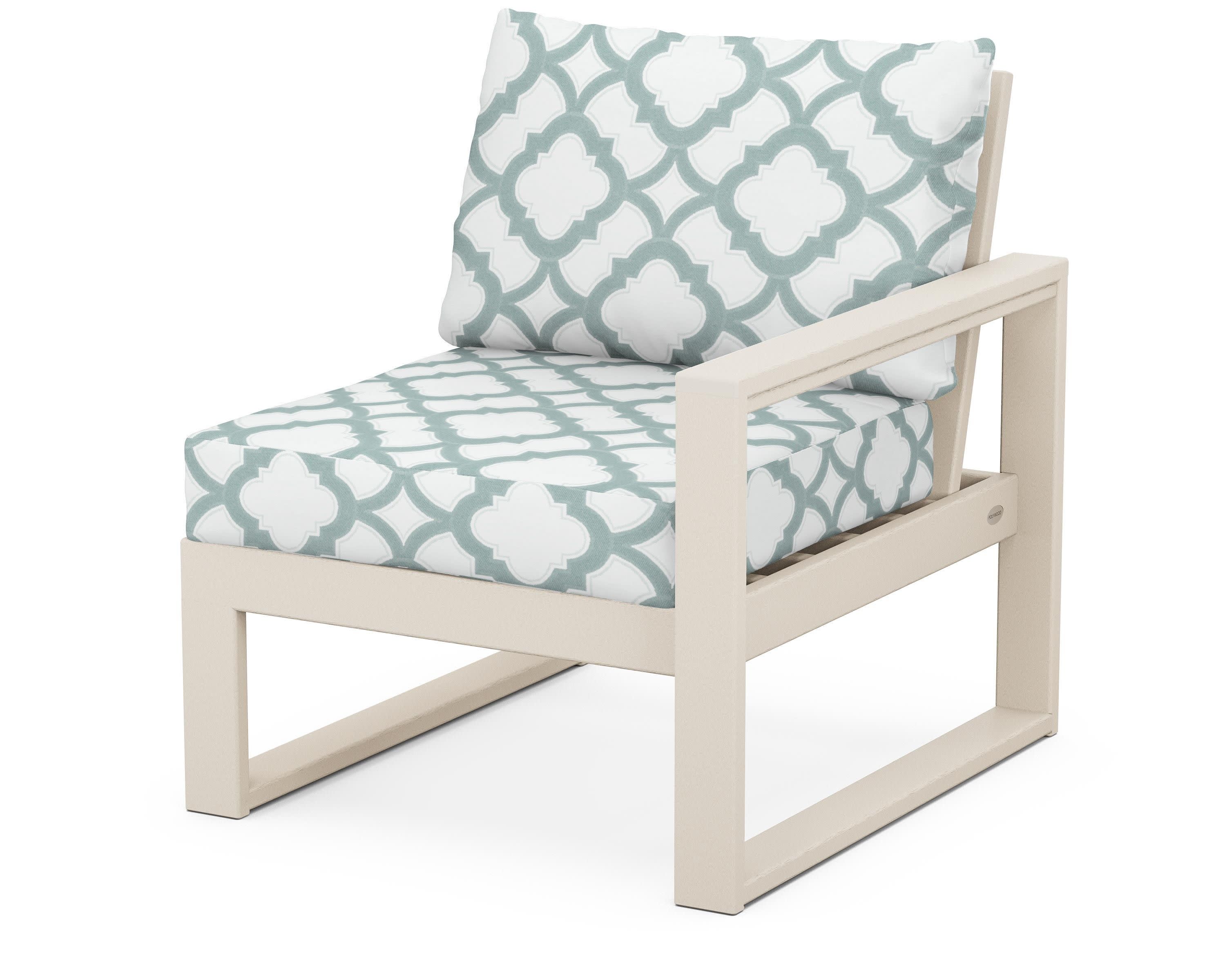 EDGE Modular Right Arm Chair in Sand / Trellis Glacier Spa