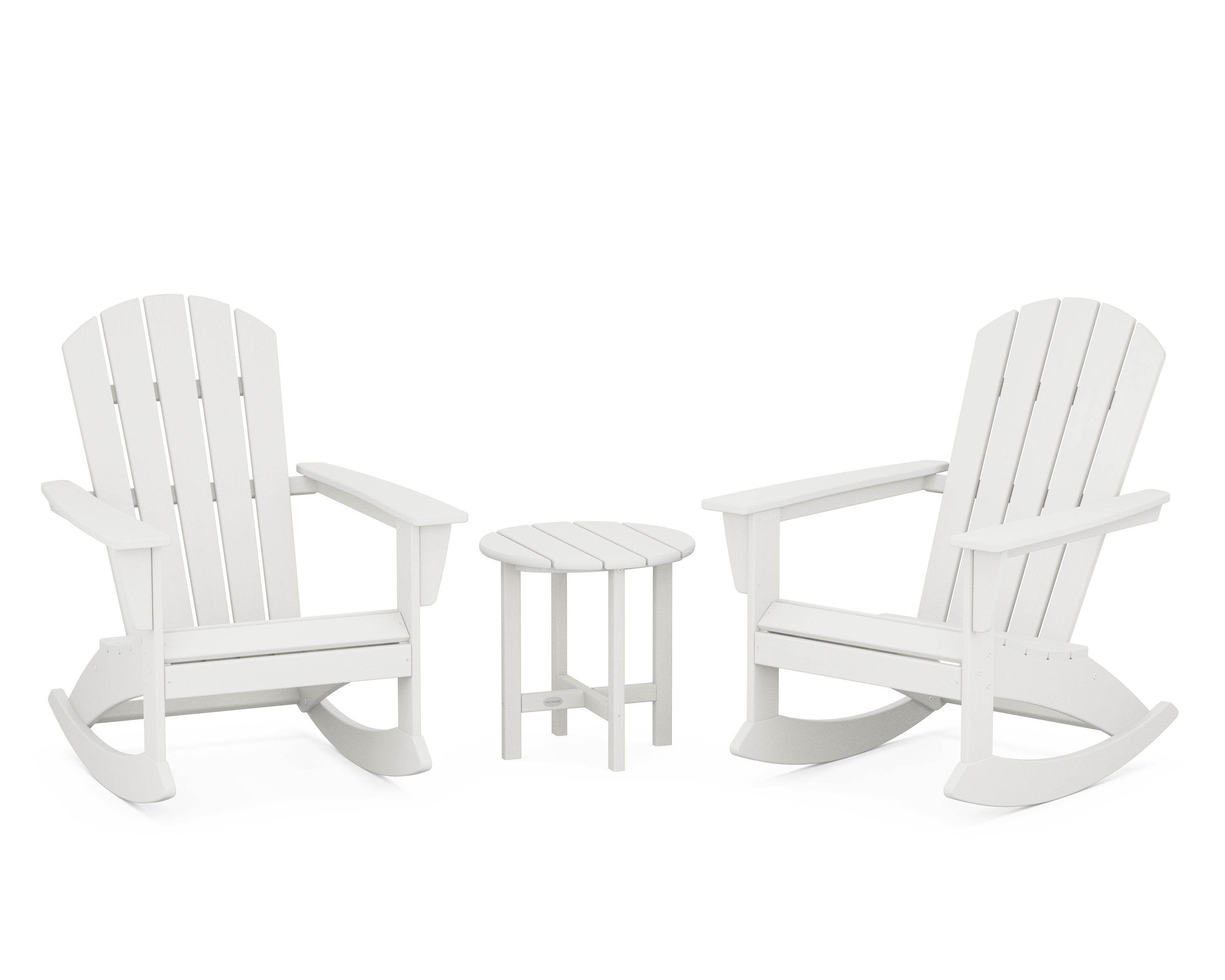 Nautical 3-Piece Adirondack Rocking Chair Set in Vintage White